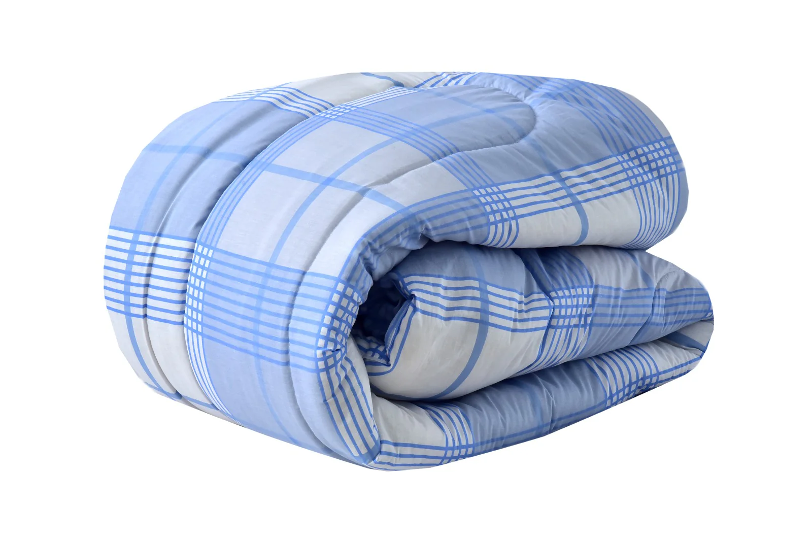 1 PC Double Winter Razai-Sky Blue Check - Image 2