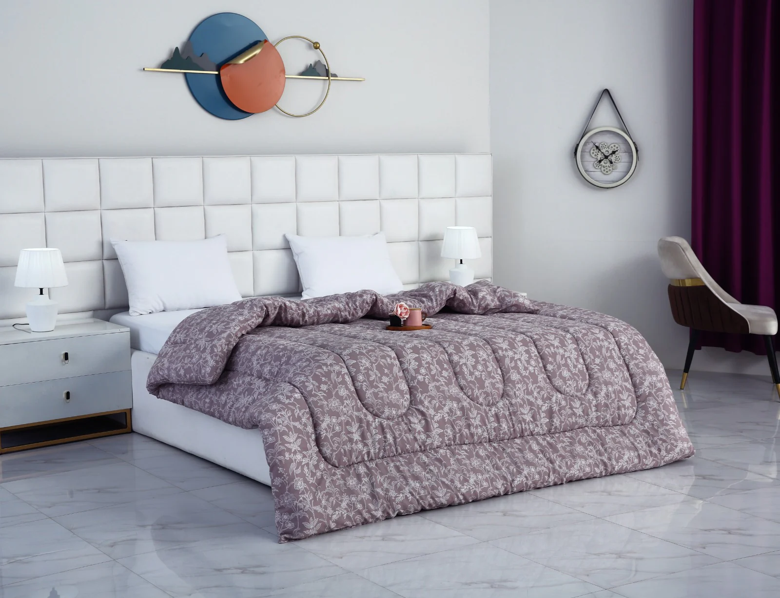 1 PC Double Winter Razai-White Peonies - Image 4