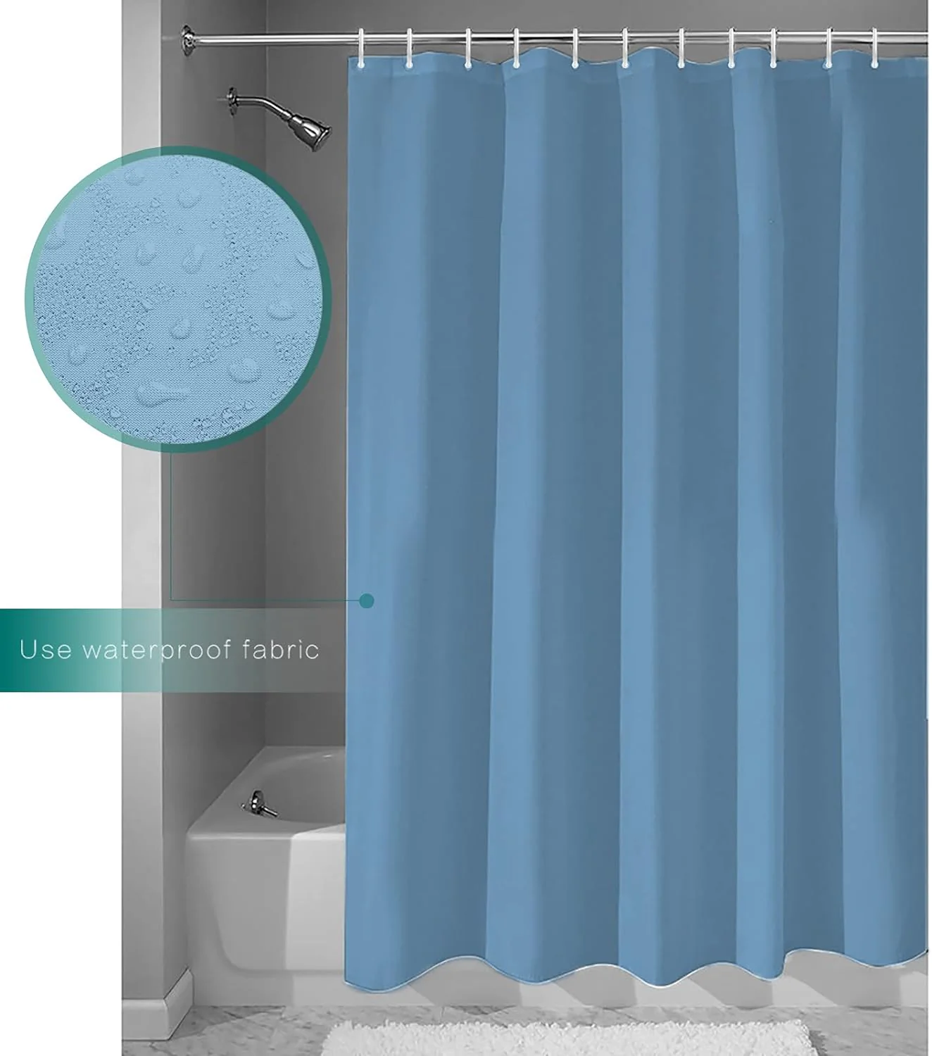1 PC Waterproof Shower Curtain-Blue - Image 3