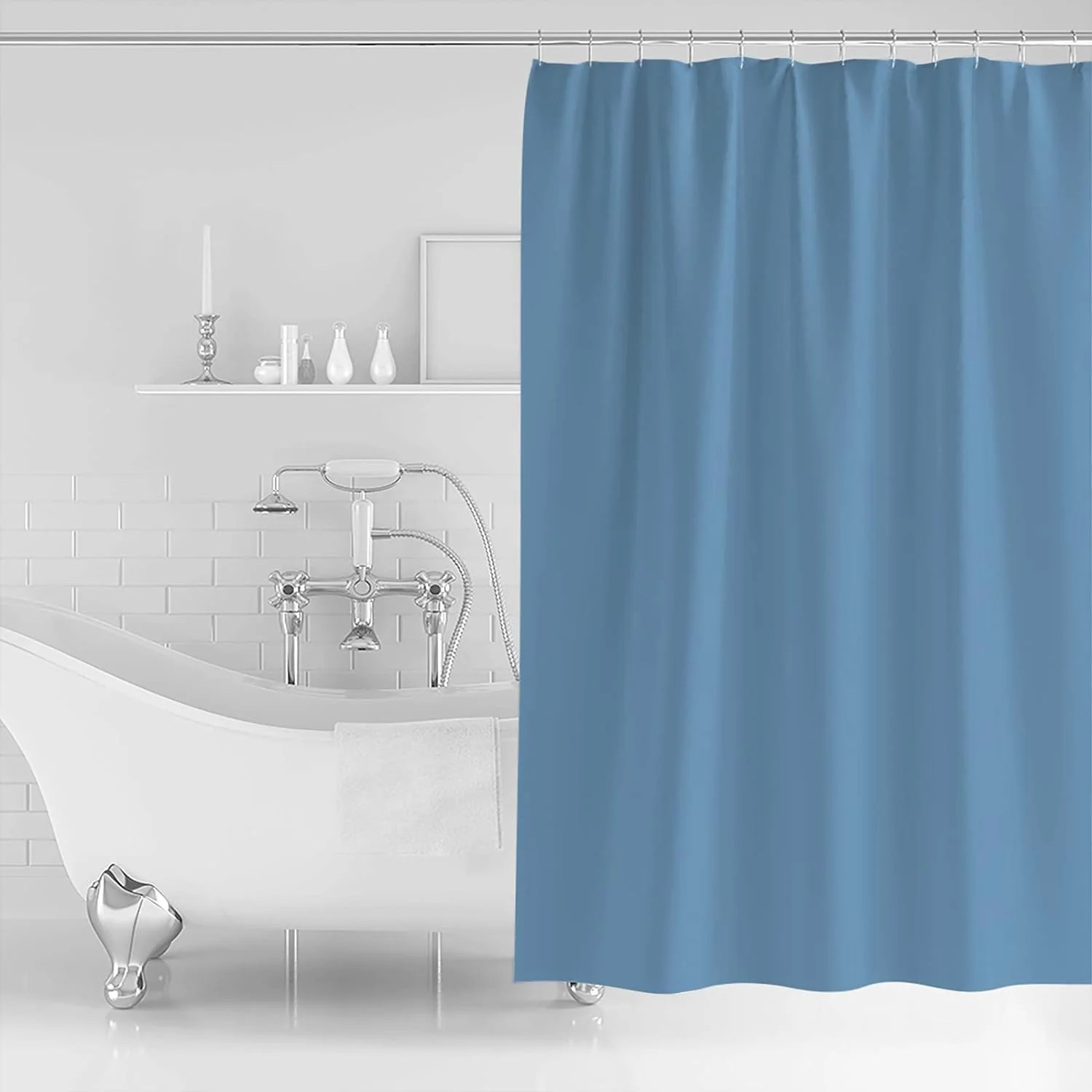 1 PC Waterproof Shower Curtain-Blue - Image 4