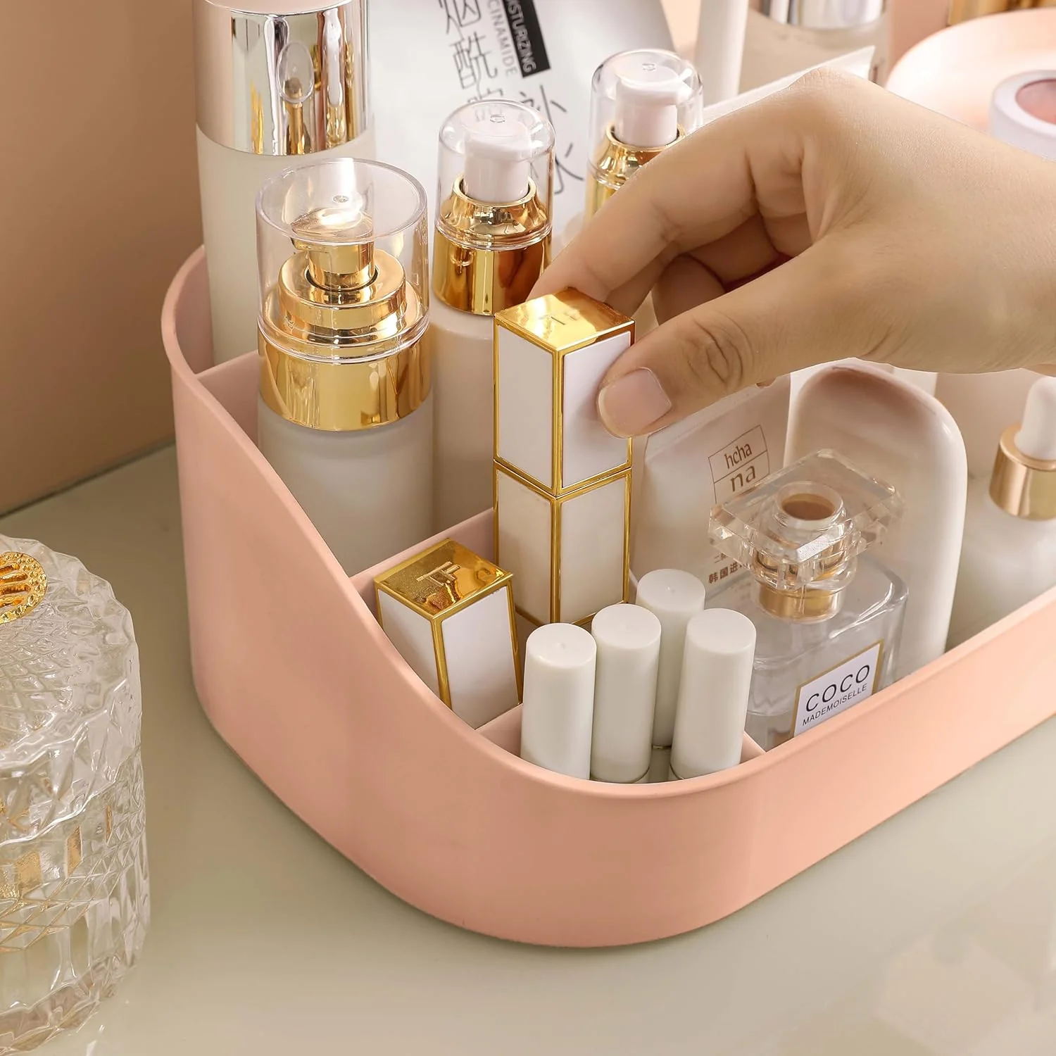 1pc Rotating Cosmetic Organizer-Pink - Image 8