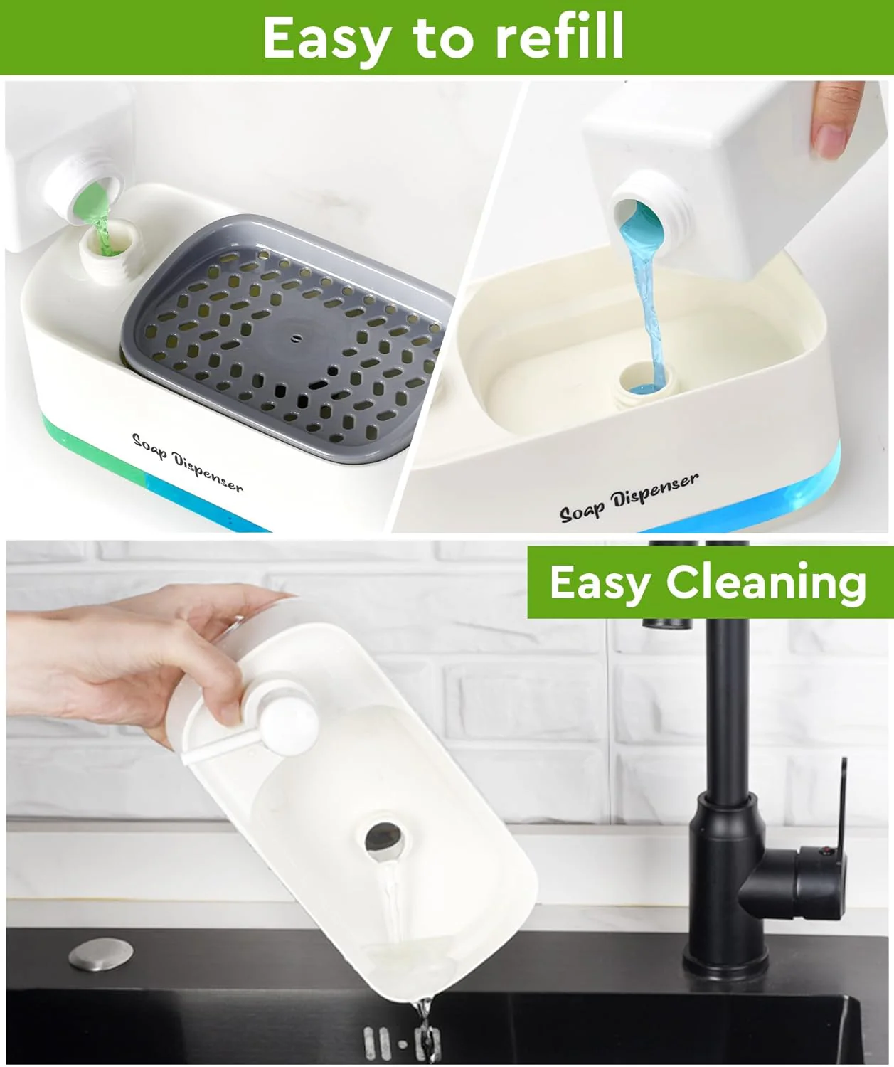 2 in 1 Premium Dishwashing Soap Pump Dispenser and Sponge Holder (SA2510-011) - Image 7