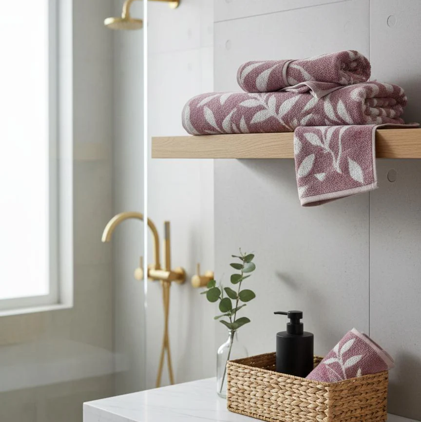 2 Pcs Bath Towels-Pastel Flower(Lilac)