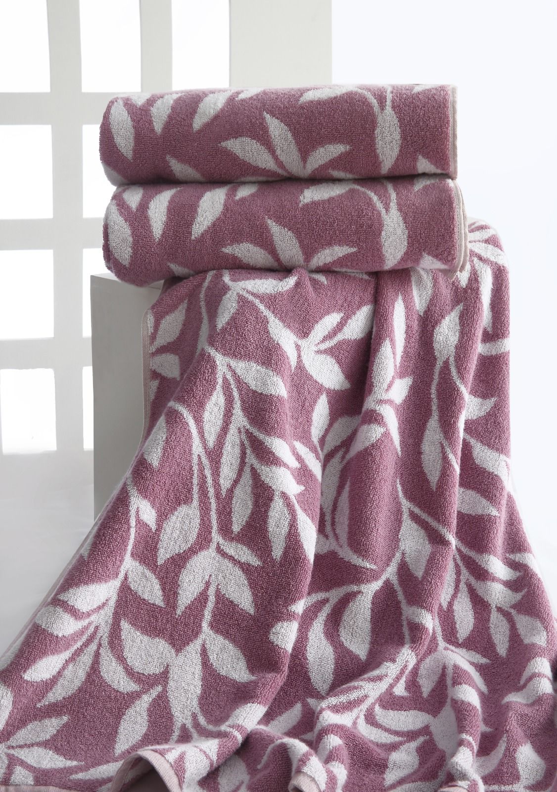 2 Pcs Bath Towels-Pastel Flower(Lilac) - Image 3