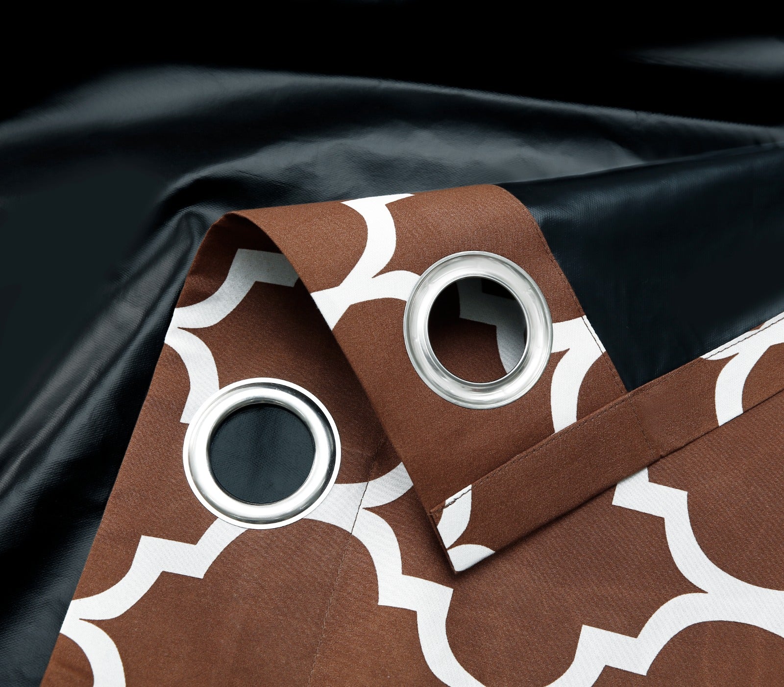 2 PCs Blackout Room Curtains-Brown Geometric - Image 2