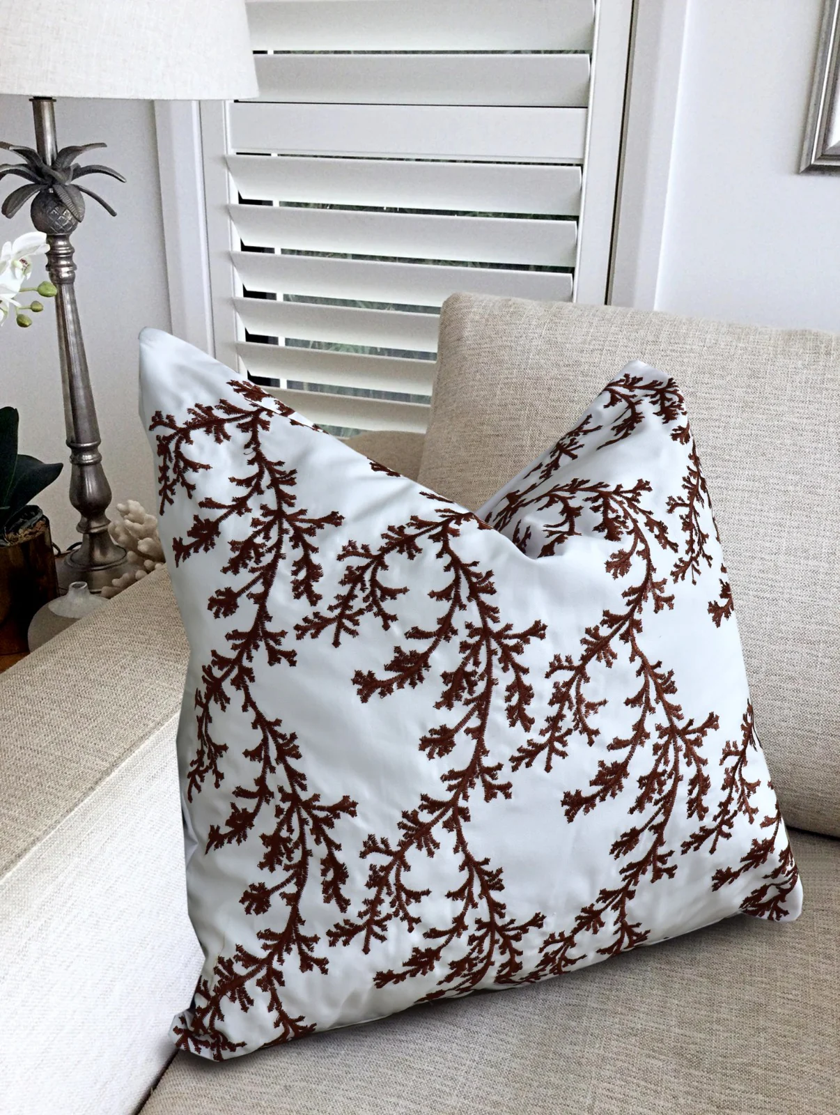 2 PCs Brown Embroidered 5338 Cushions