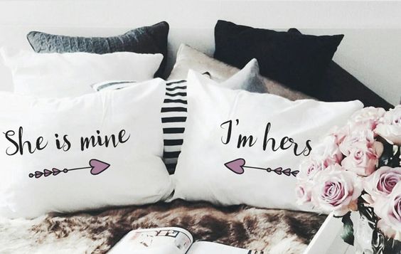 2 PCs Digital Printed Couple Pillow-Mine/Hers - Image 2