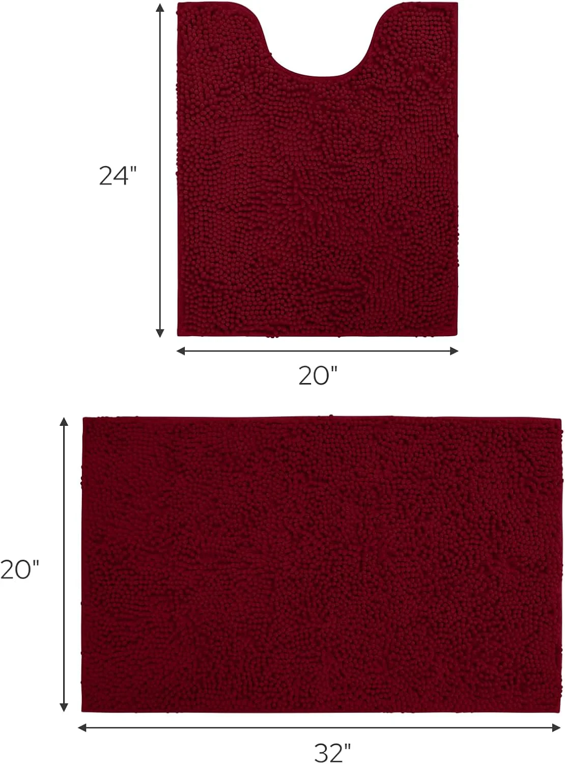 2 PCs Microfiber Anti Slip Commode Mat Set-Burgundy - Image 3