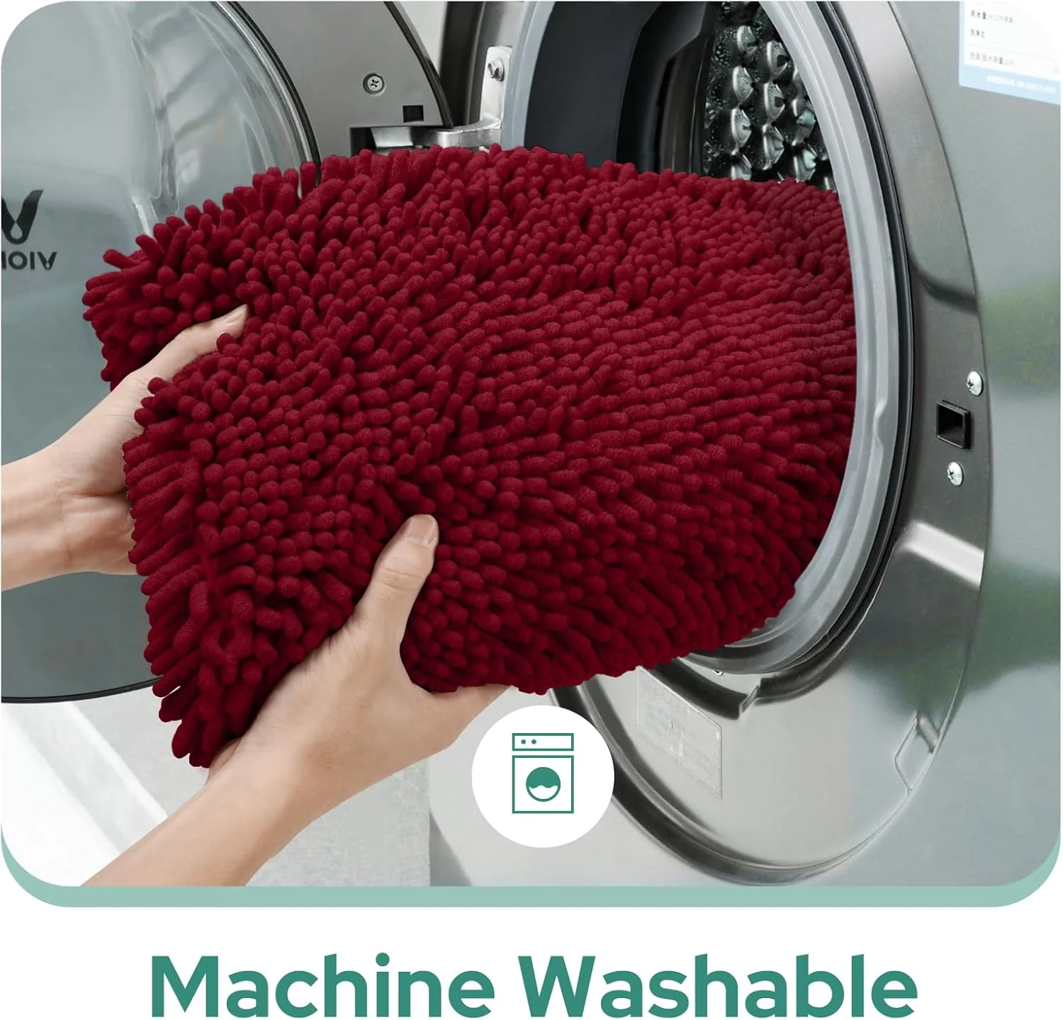2 PCs Microfiber Anti Slip Commode Mat Set-Burgundy - Image 4