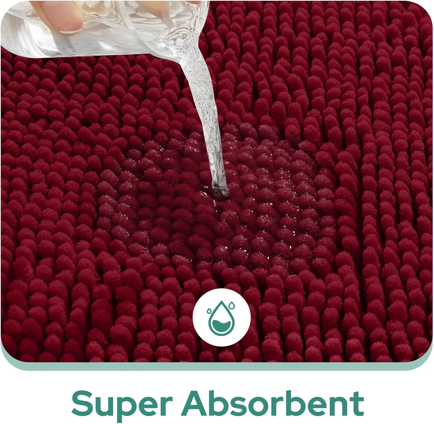 2 PCs Microfiber Anti Slip Commode Mat Set-Burgundy - Image 5
