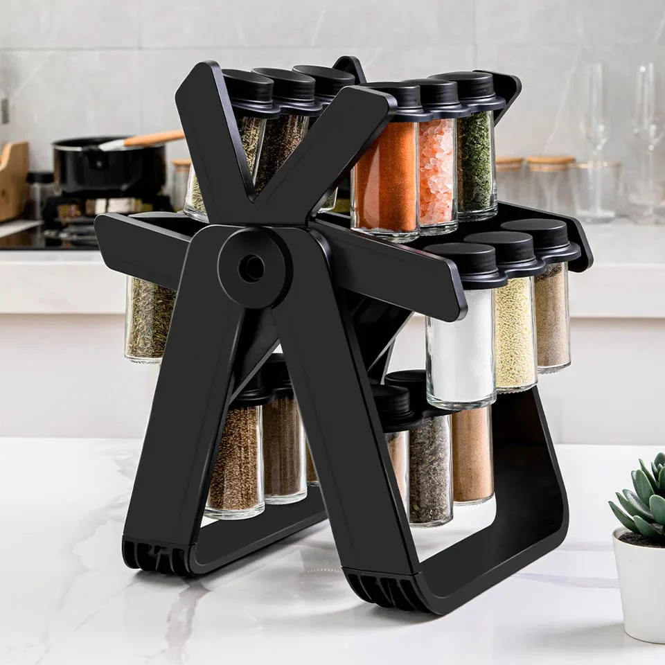 21 PCs Rotating Spice Jar Organizer-14277-With Stand - Image 11