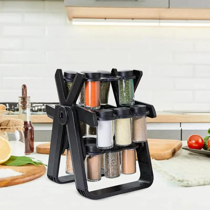21 PCs Rotating Spice Jar Organizer-14277-With Stand - Image 19