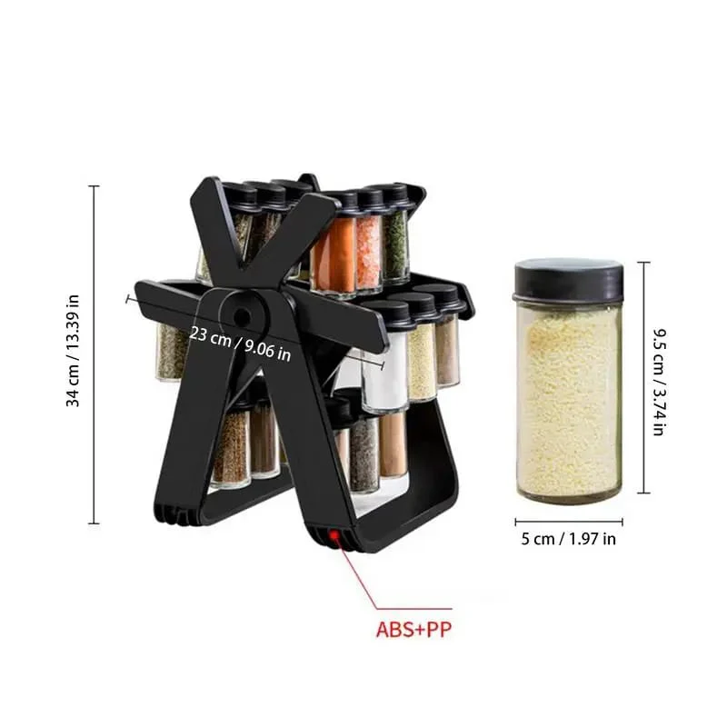 21 PCs Rotating Spice Jar Organizer-14277-With Stand - Image 20