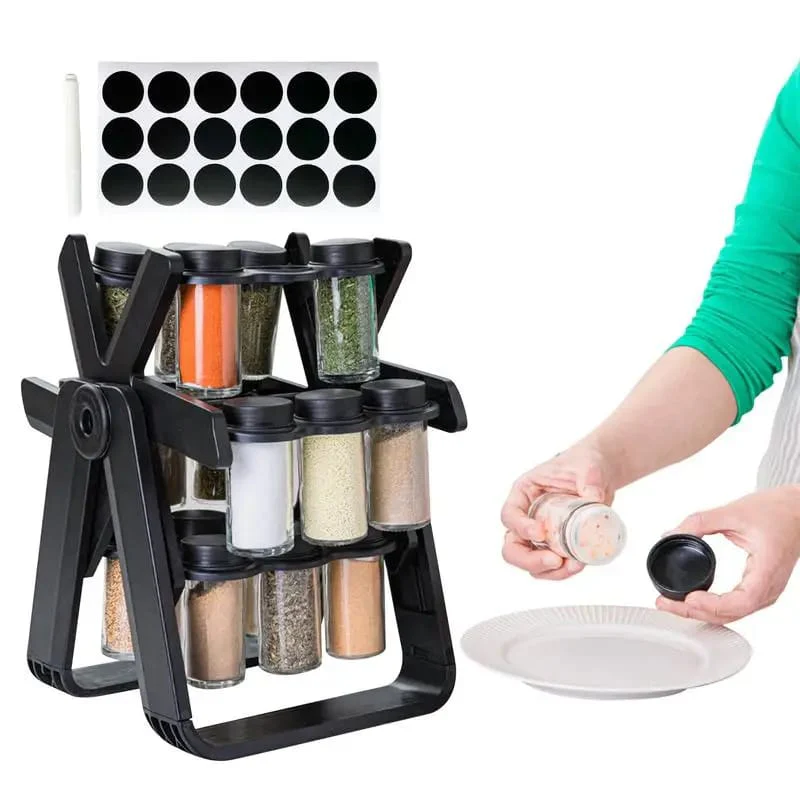 21 PCs Rotating Spice Jar Organizer-14277-With Stand - Image 22