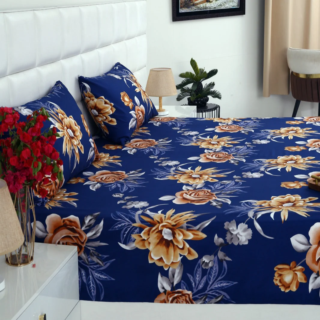 2Pcs  Single Bed Sheet-Ethnic Flowers