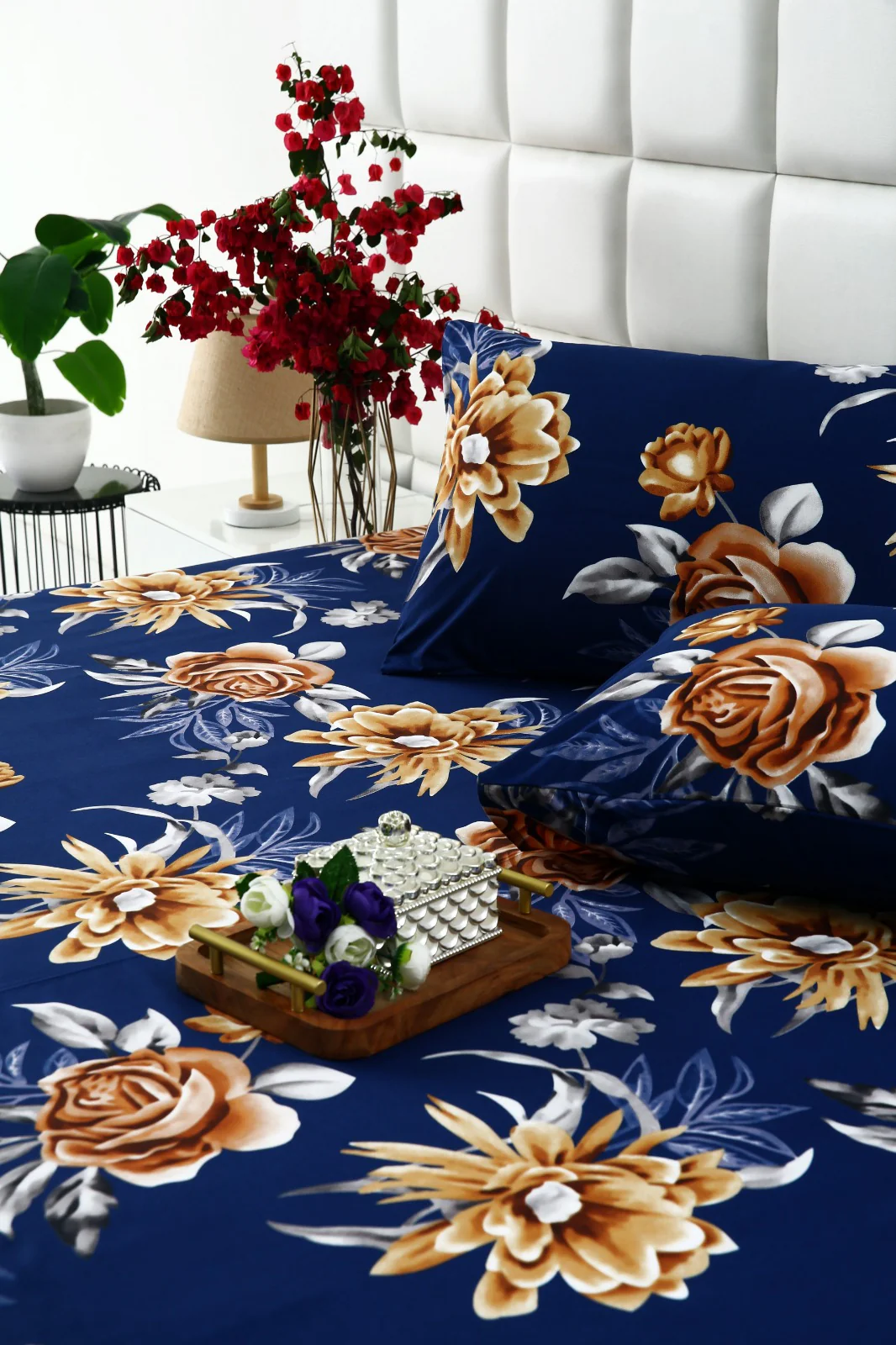 2Pcs  Single Bed Sheet-Ethnic Flowers - Image 2