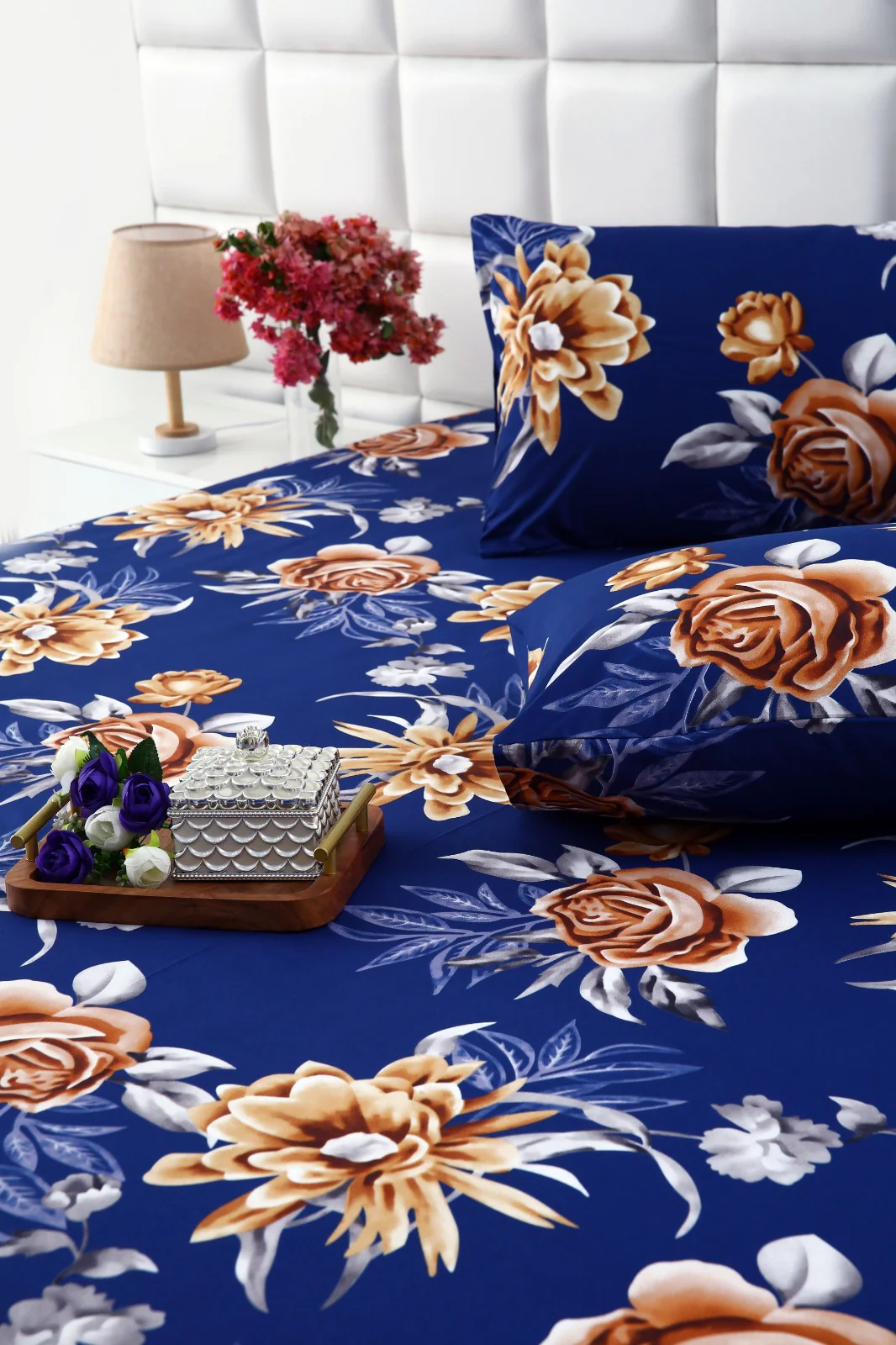 2Pcs  Single Bed Sheet-Ethnic Flowers - Image 3