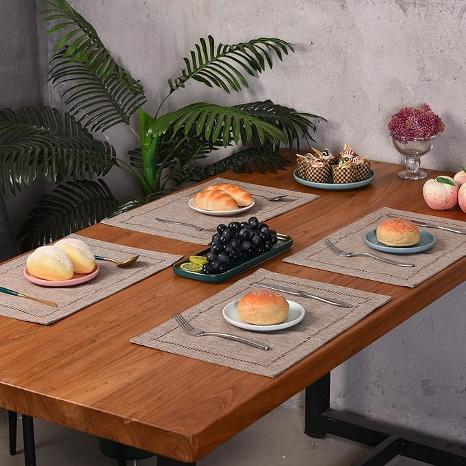 2PCs Rectangular Shape Placemats-5852    (SA2405-252)Brown - Image 2