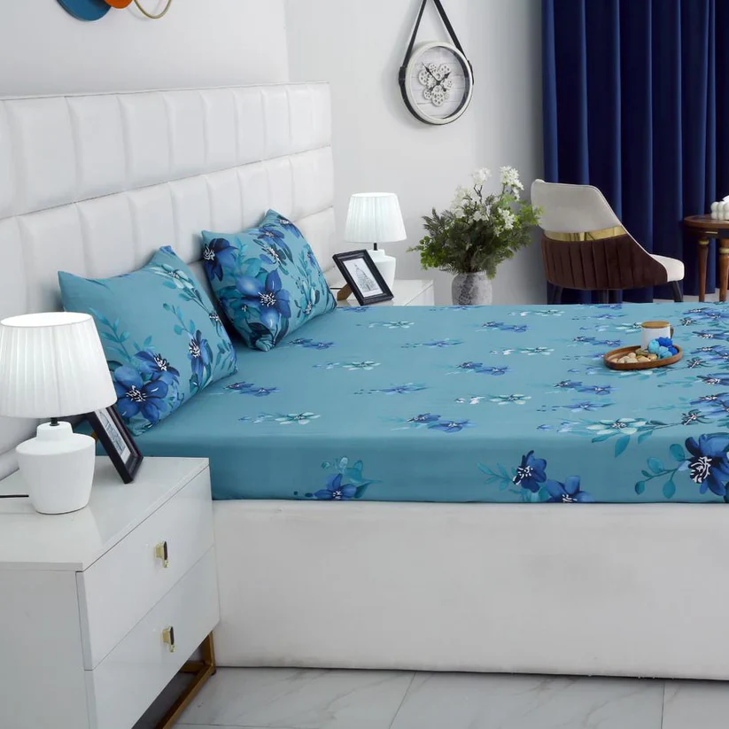 2Pcs Single Bed Sheet-Azure Bloom