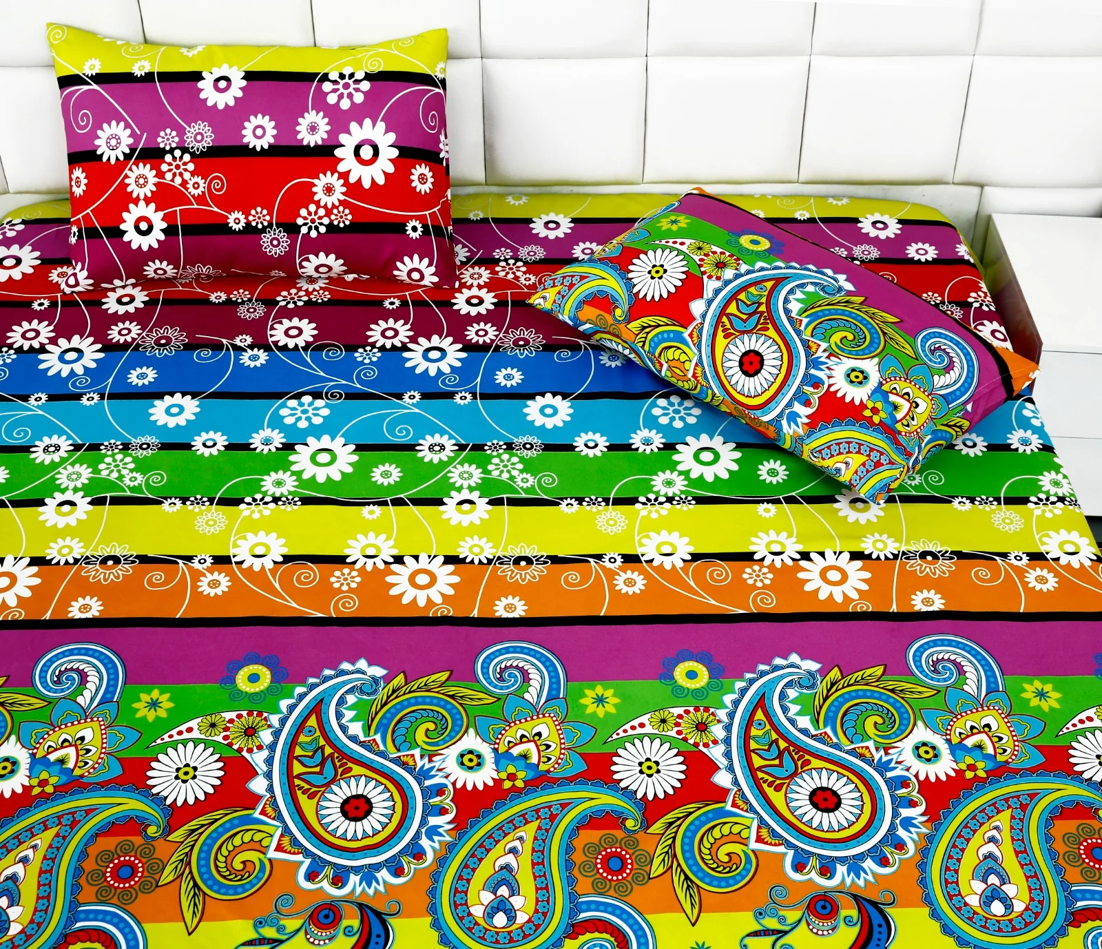 2Pcs Single Bed Sheet-Multi Flowers - Image 6