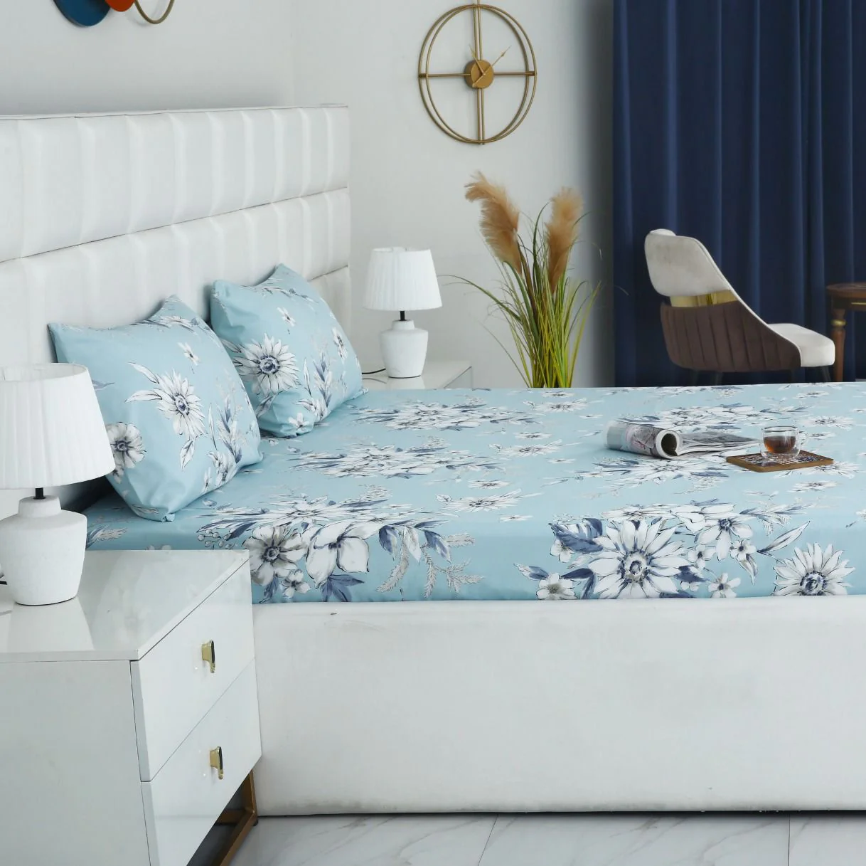 2Pcs Single Bed Sheet-Pale Bloom