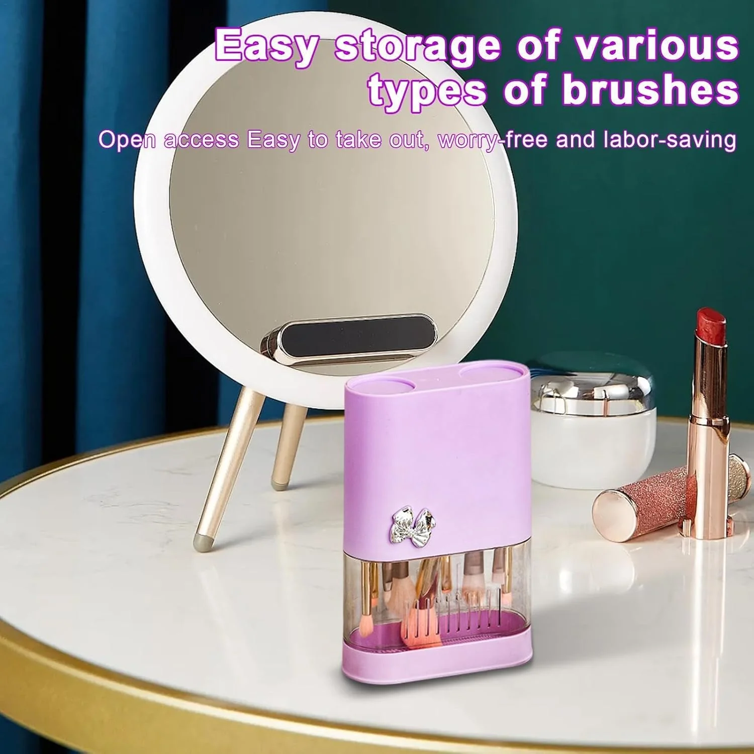 3 in 1 Makeup Brush Cleaning Box-Lilac - Image 5
