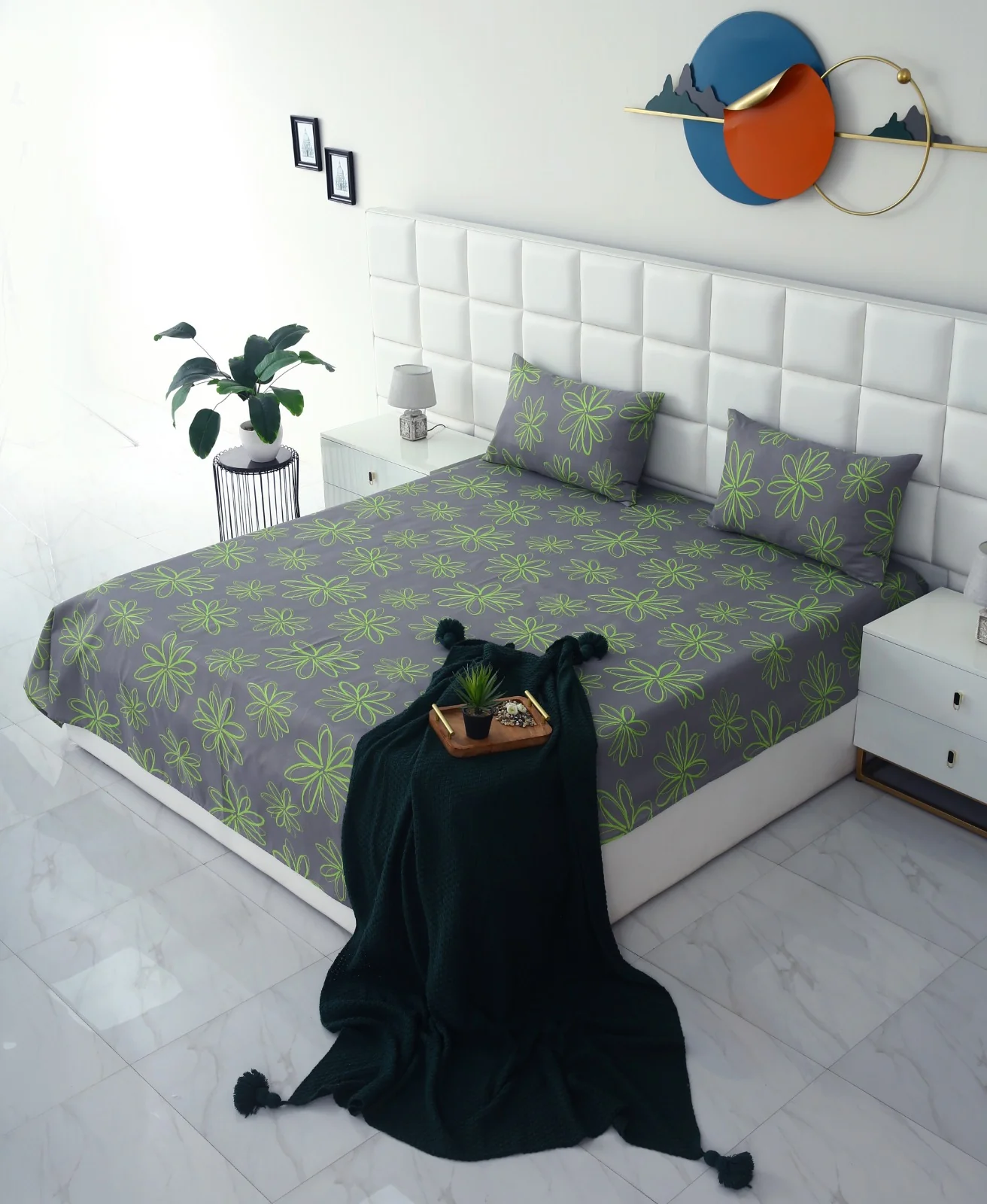 3 PCs Double Bed Sheet-Carnation - Image 2