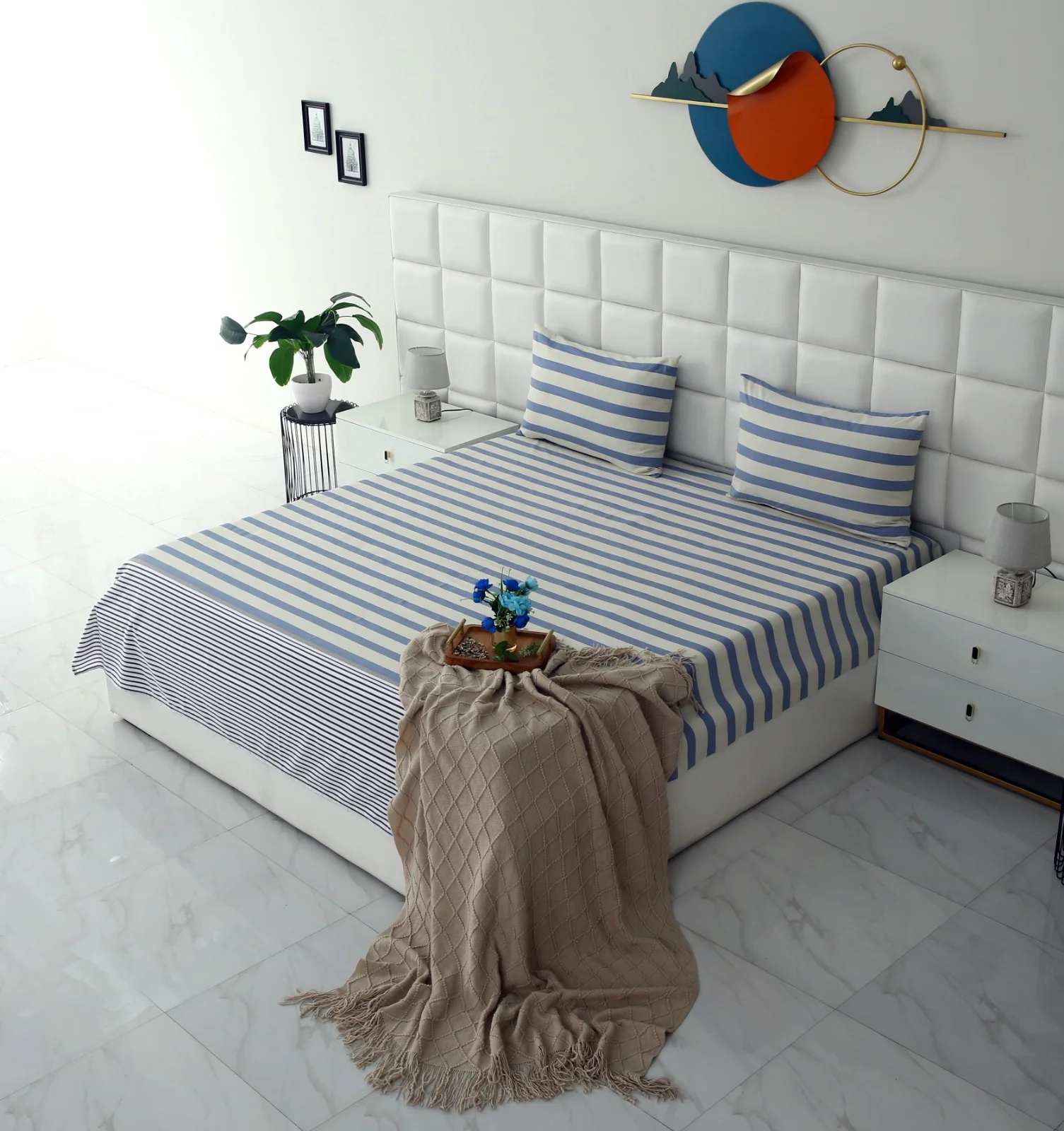 3 PCs Double Bed Sheet-DB343 - Image 4