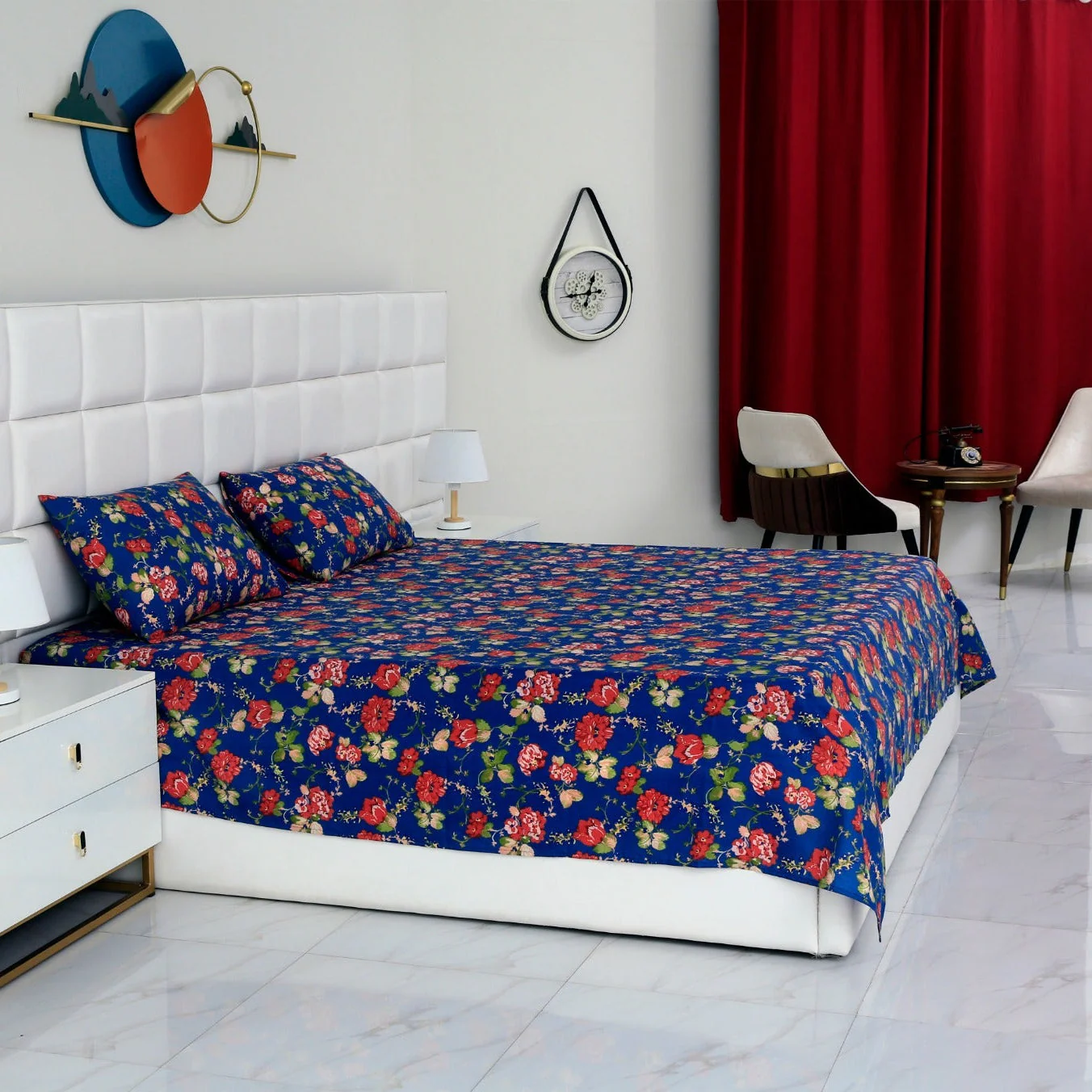 3 PCs Double Bed Sheet-Botanic