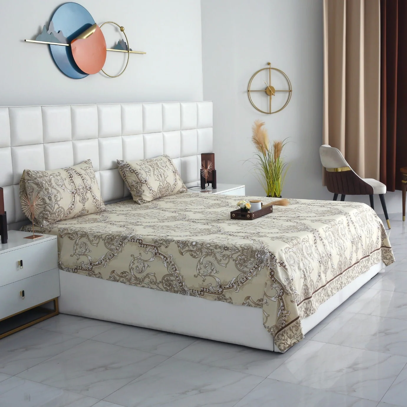 3 PCs Double Bed Sheet-DB241
