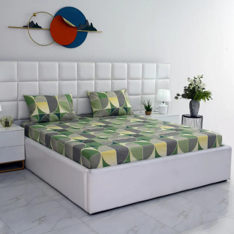 3 PCs Double Bed Sheet-Neo Abstract