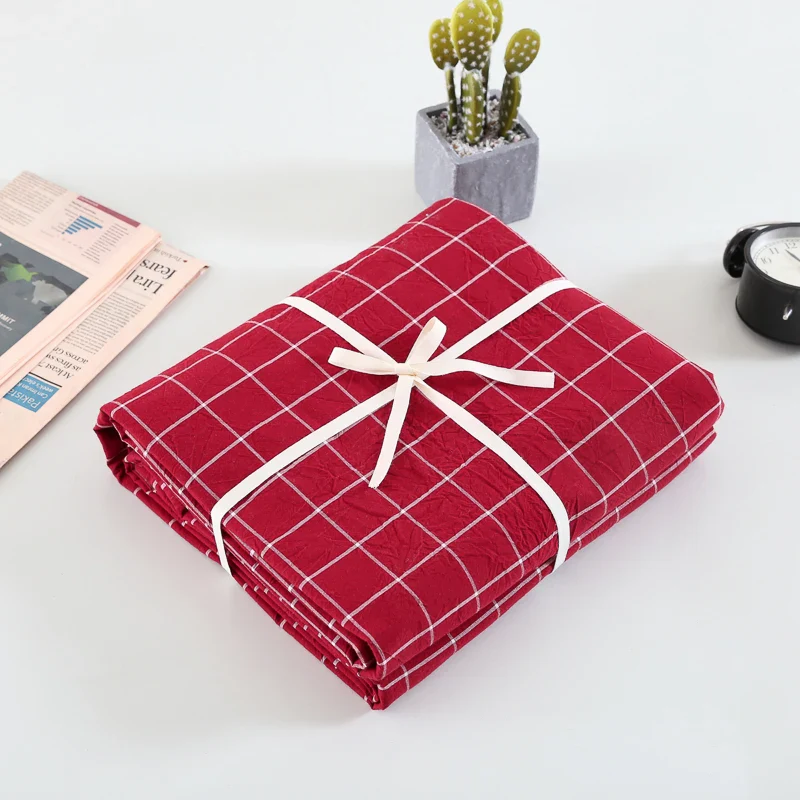 3 PCs Double Bed Sheet -Red Check - Image 2