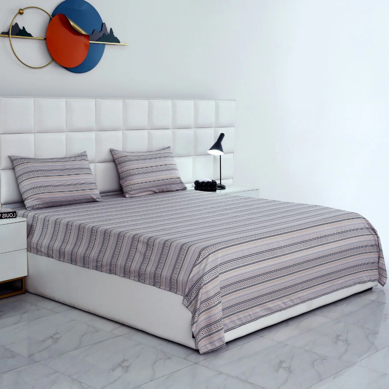 3 PCs Double Bed Sheet-Slate