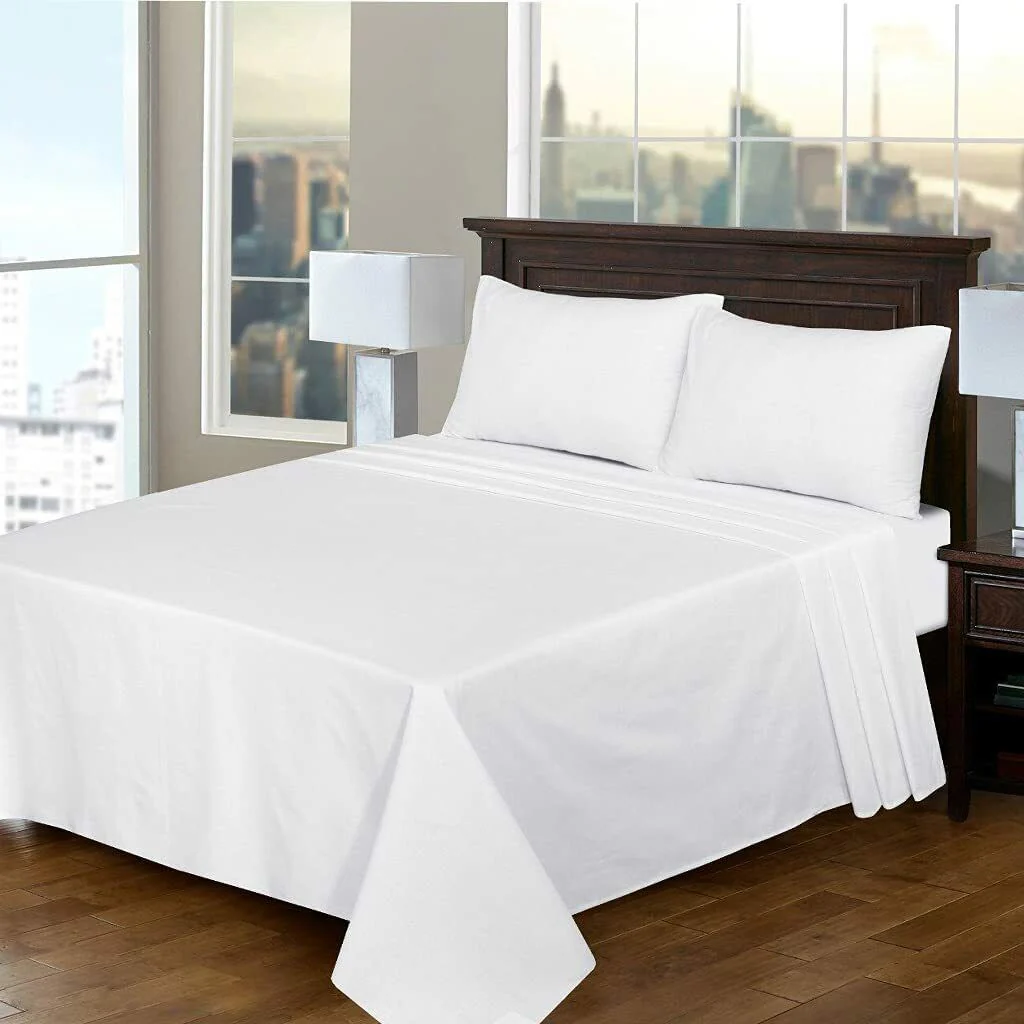 3 PCs Double Bed Sheet-White - Image 2