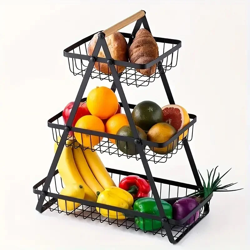 3 Tier Metalic Multi Purpose Storage Basket GOLDEN  (5346) - Image 3