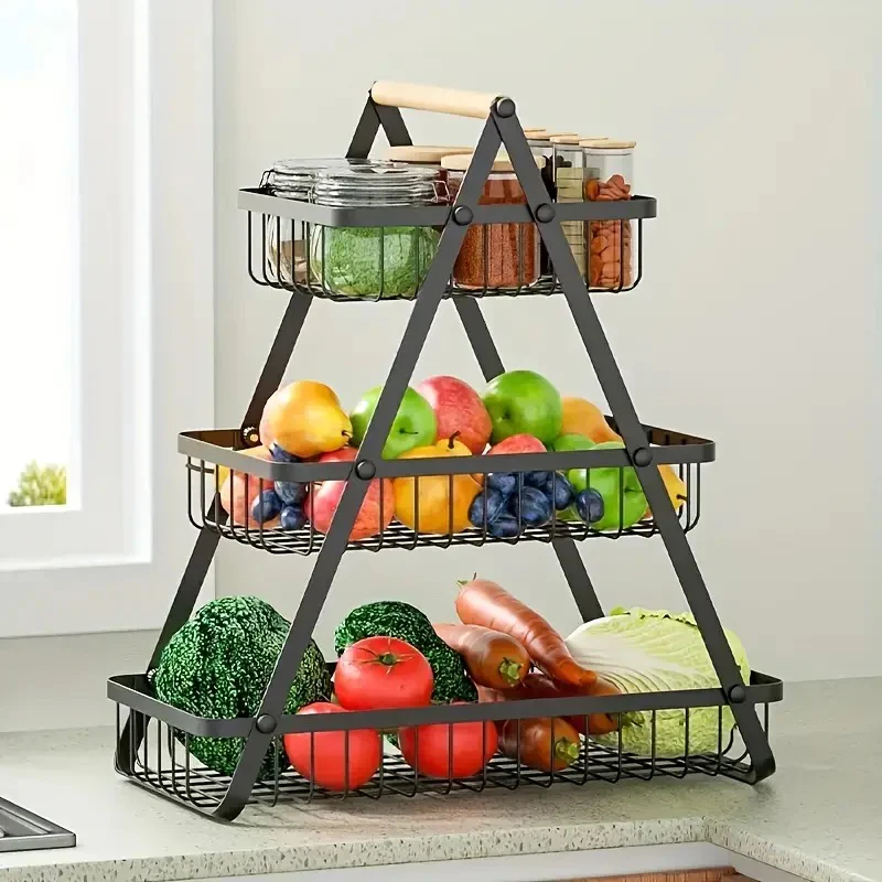 3 Tier Metalic Multi Purpose Storage Basket GOLDEN  (5346) - Image 4
