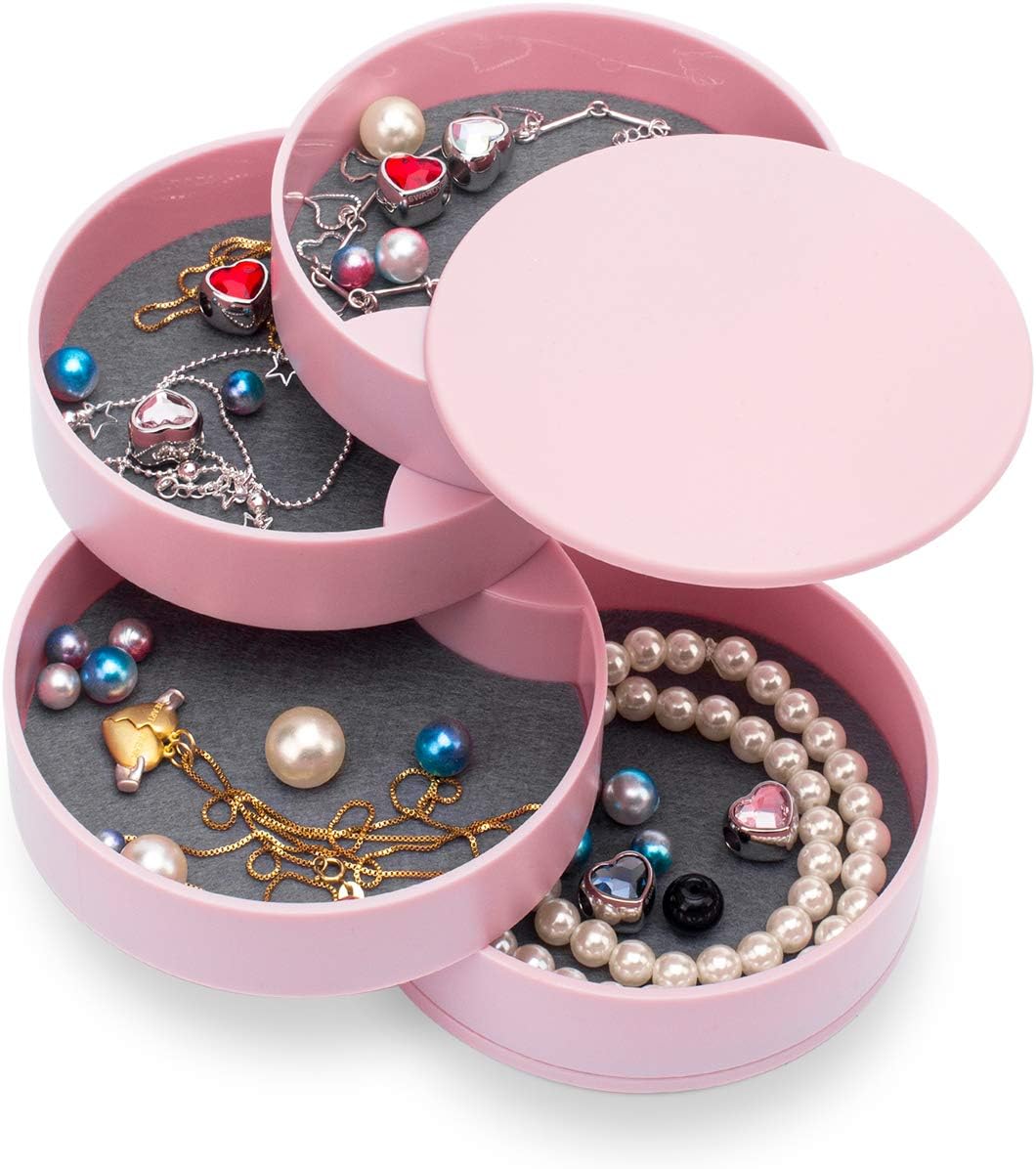 360° Rotatable Jewelry Organizer With Mirror-SA2408-191(Pink) - Image 2