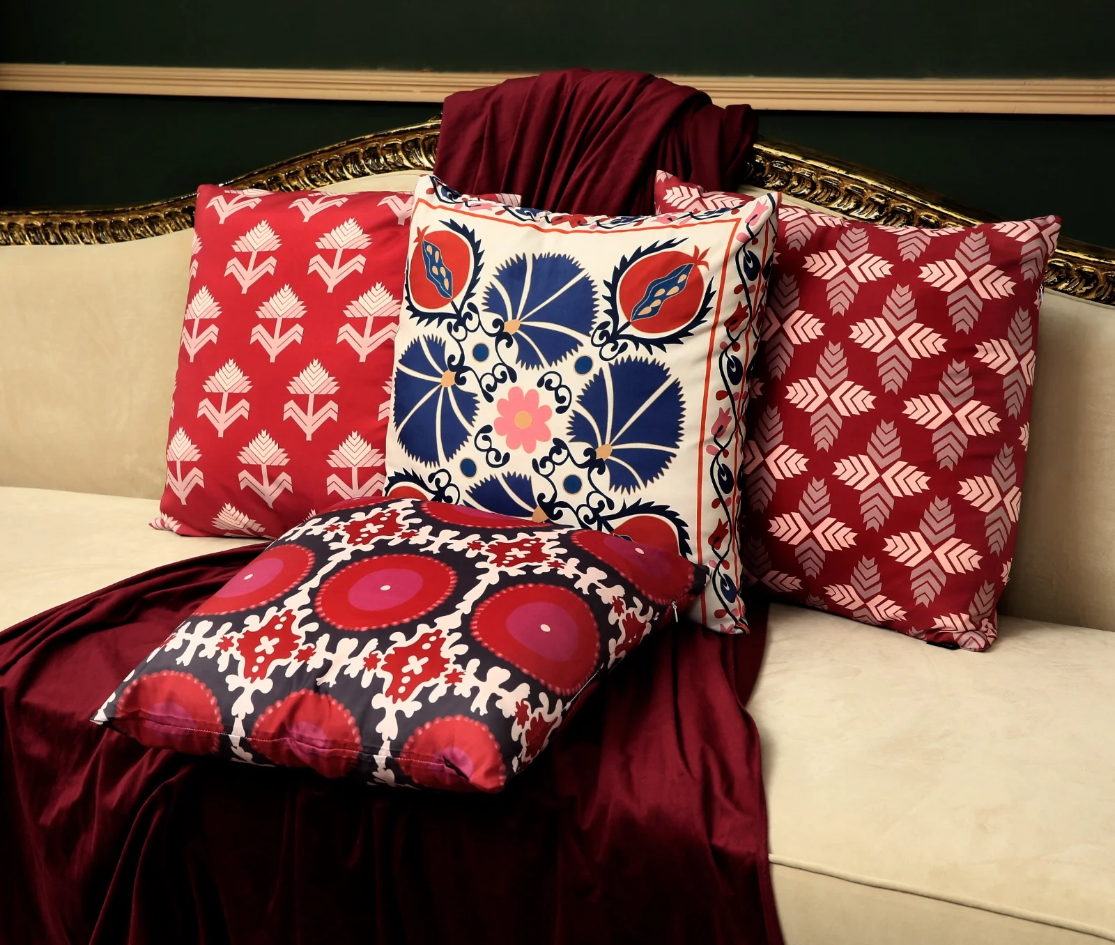 4 PCs Digital Printed Cotton Cushions-Ethnic - Image 3