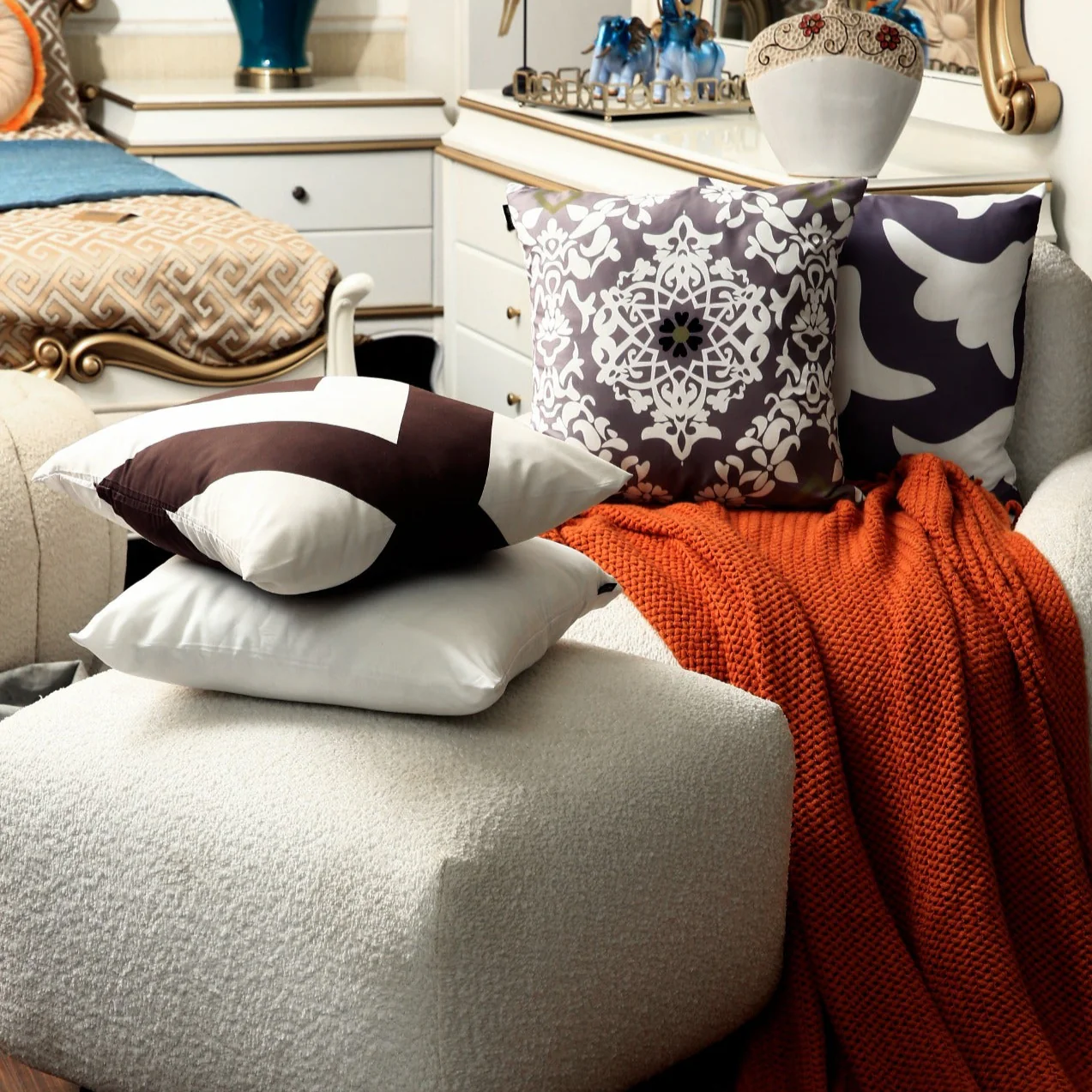 4 PCs Digital Printed Cotton Cushions-Moroccan Style