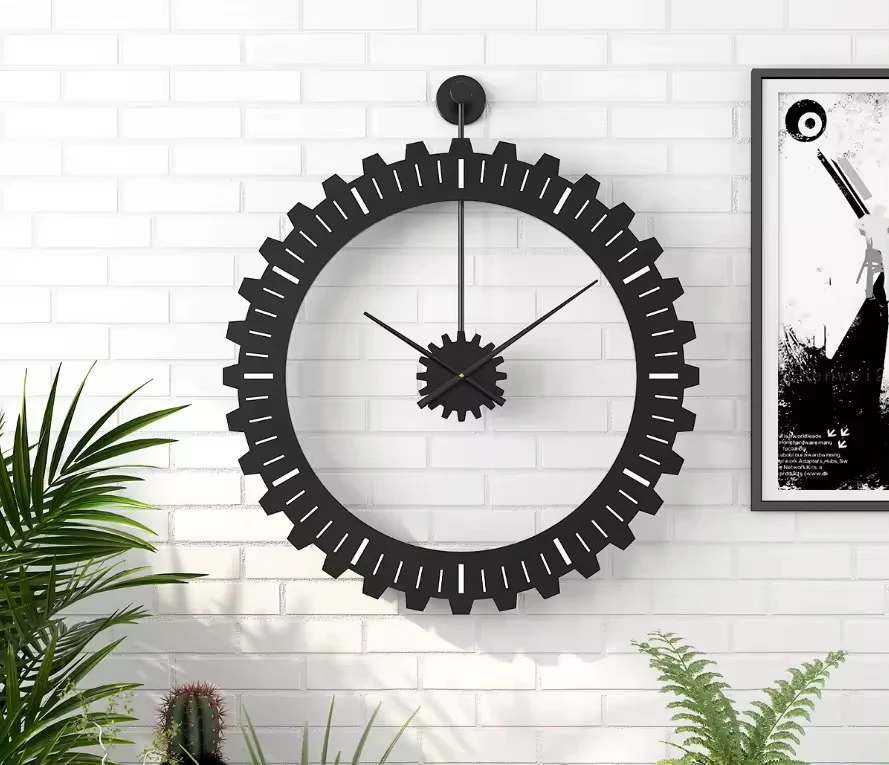 60CM Metal Gear Style Wall Clock-Black(SA2405-215)