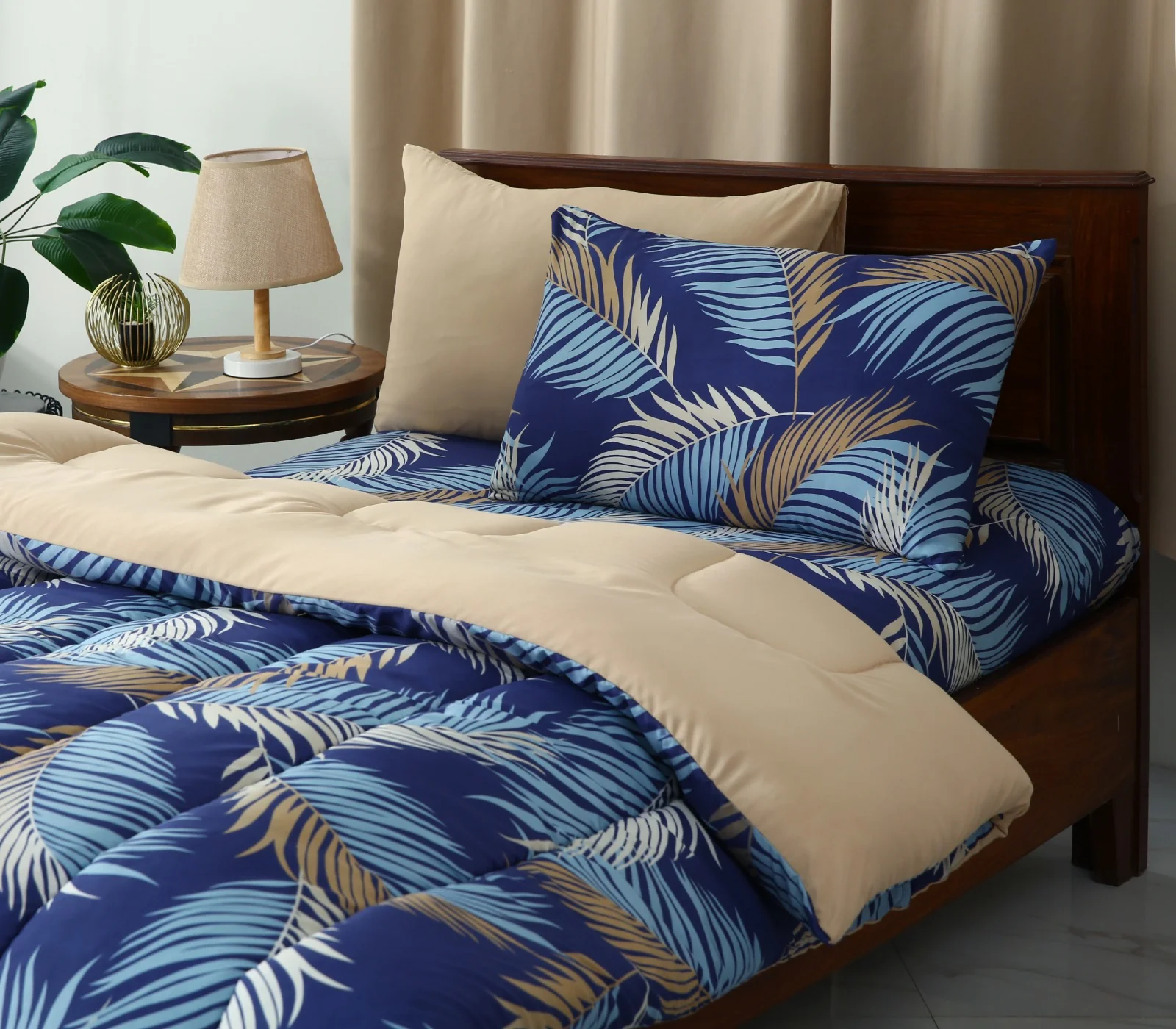 5 PCs Single Razai Set-Blue Feathers - Image 9