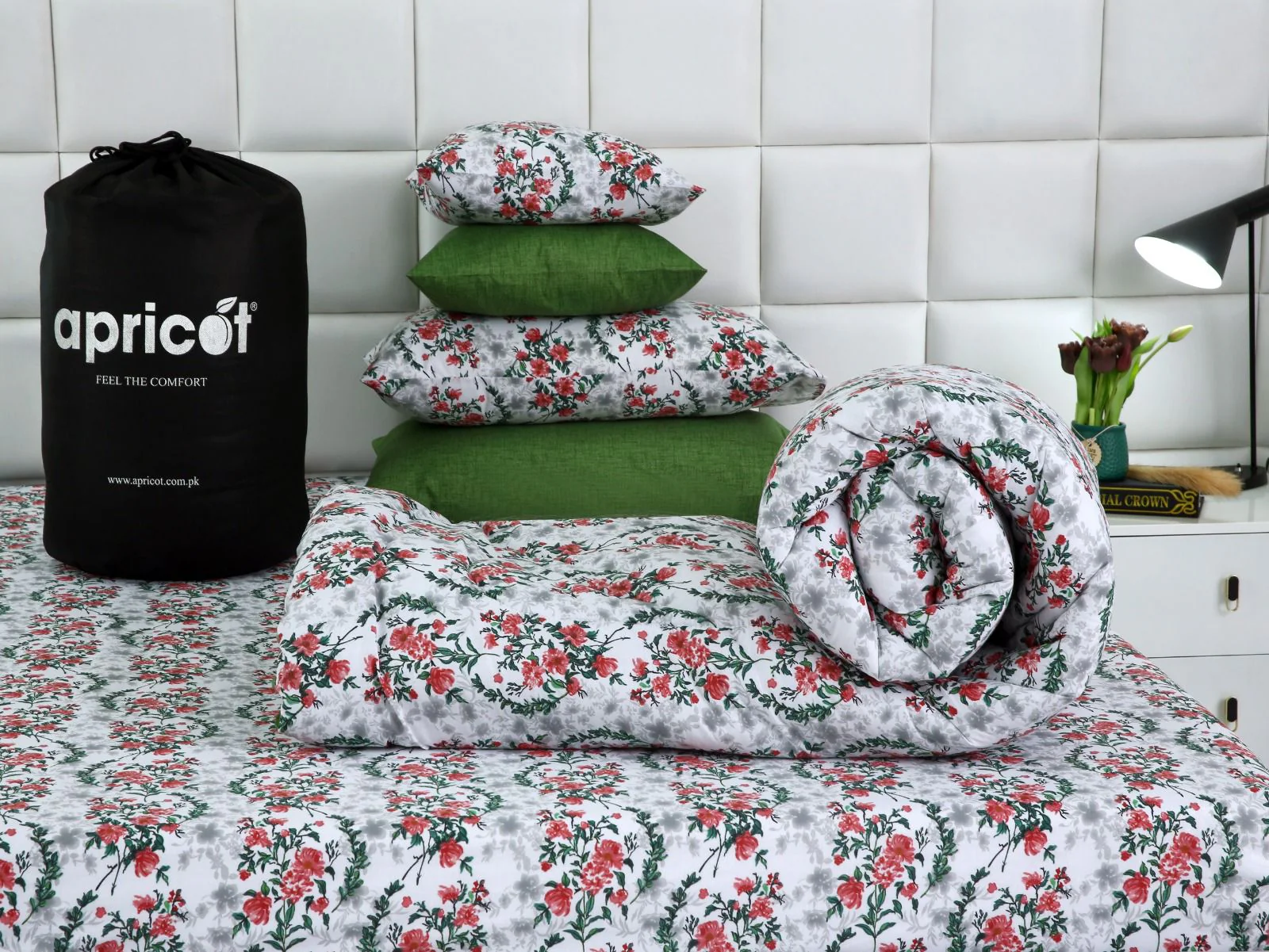 5 PCs Single Razai Set-Emerald Blooms - Image 4