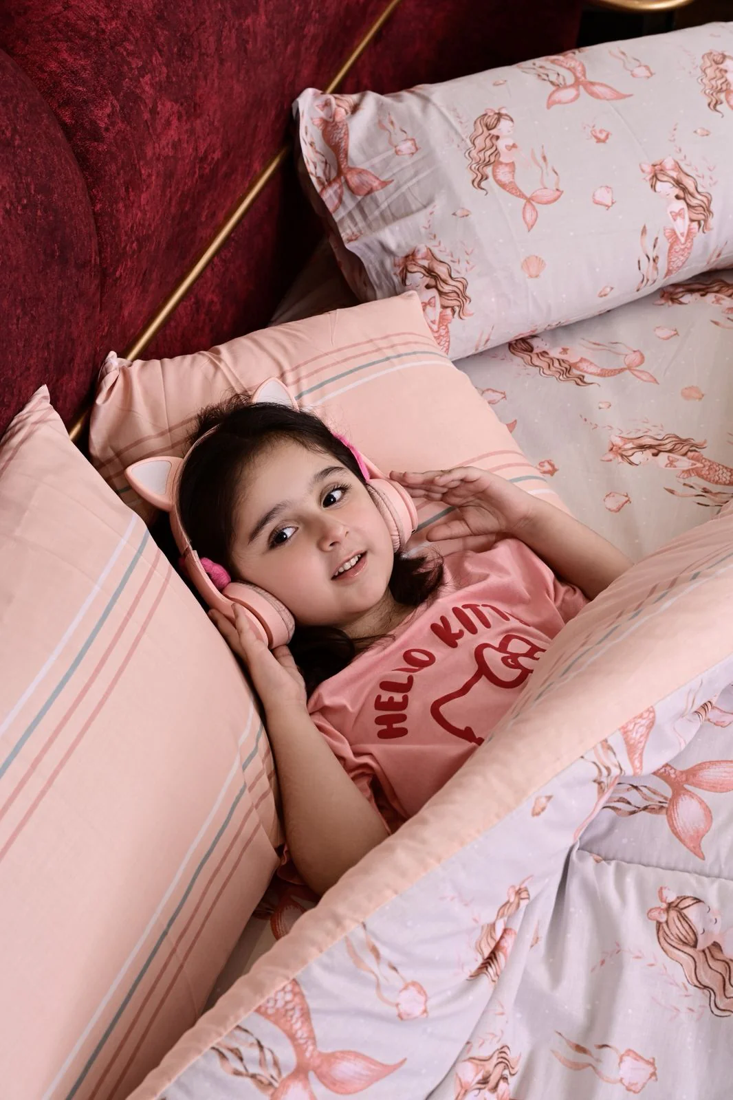 5 PCs Single Kids Razai Set-Marmaid - Image 6