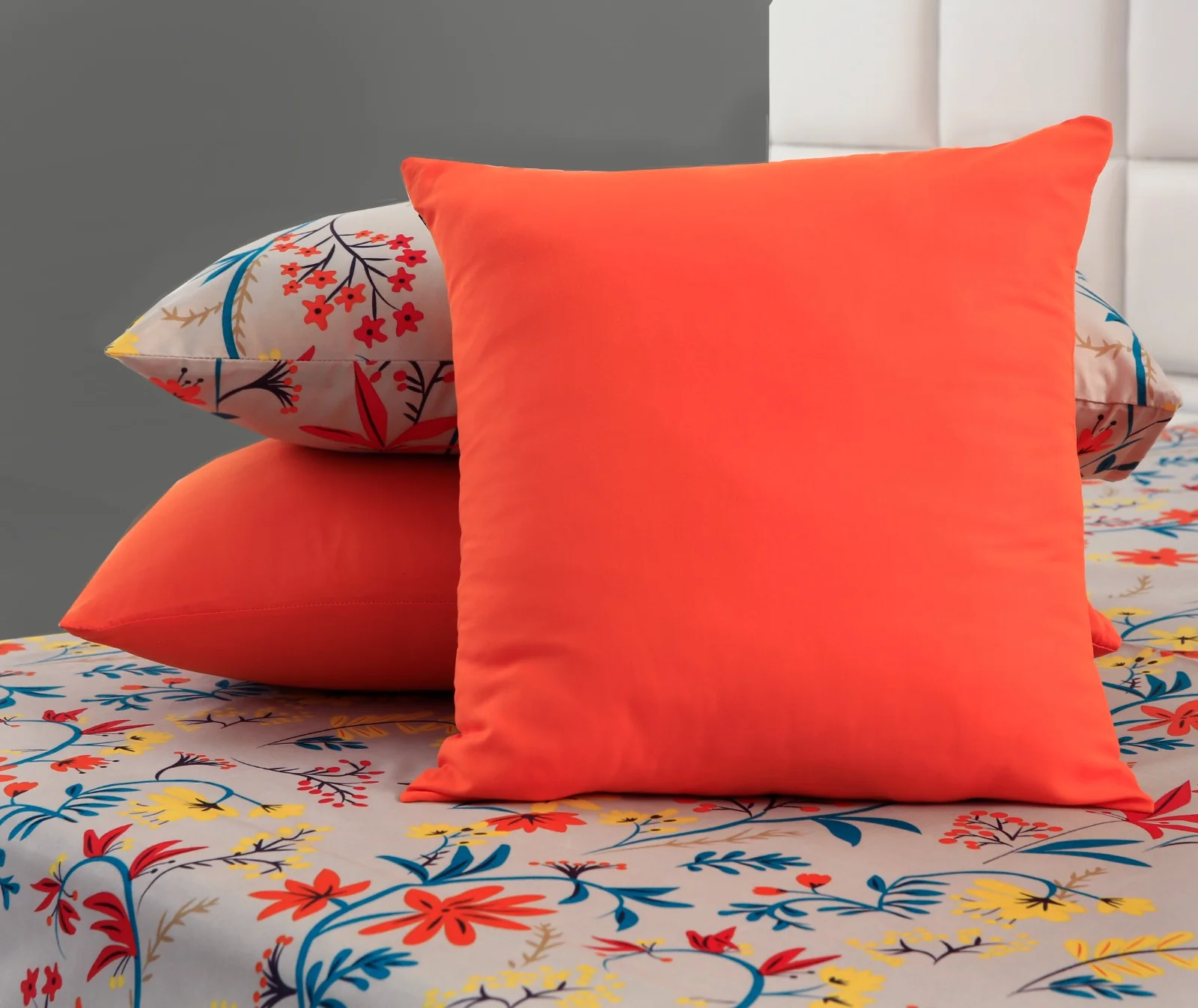 5 PCs Single Razai Set-Orange Lilly - Image 4