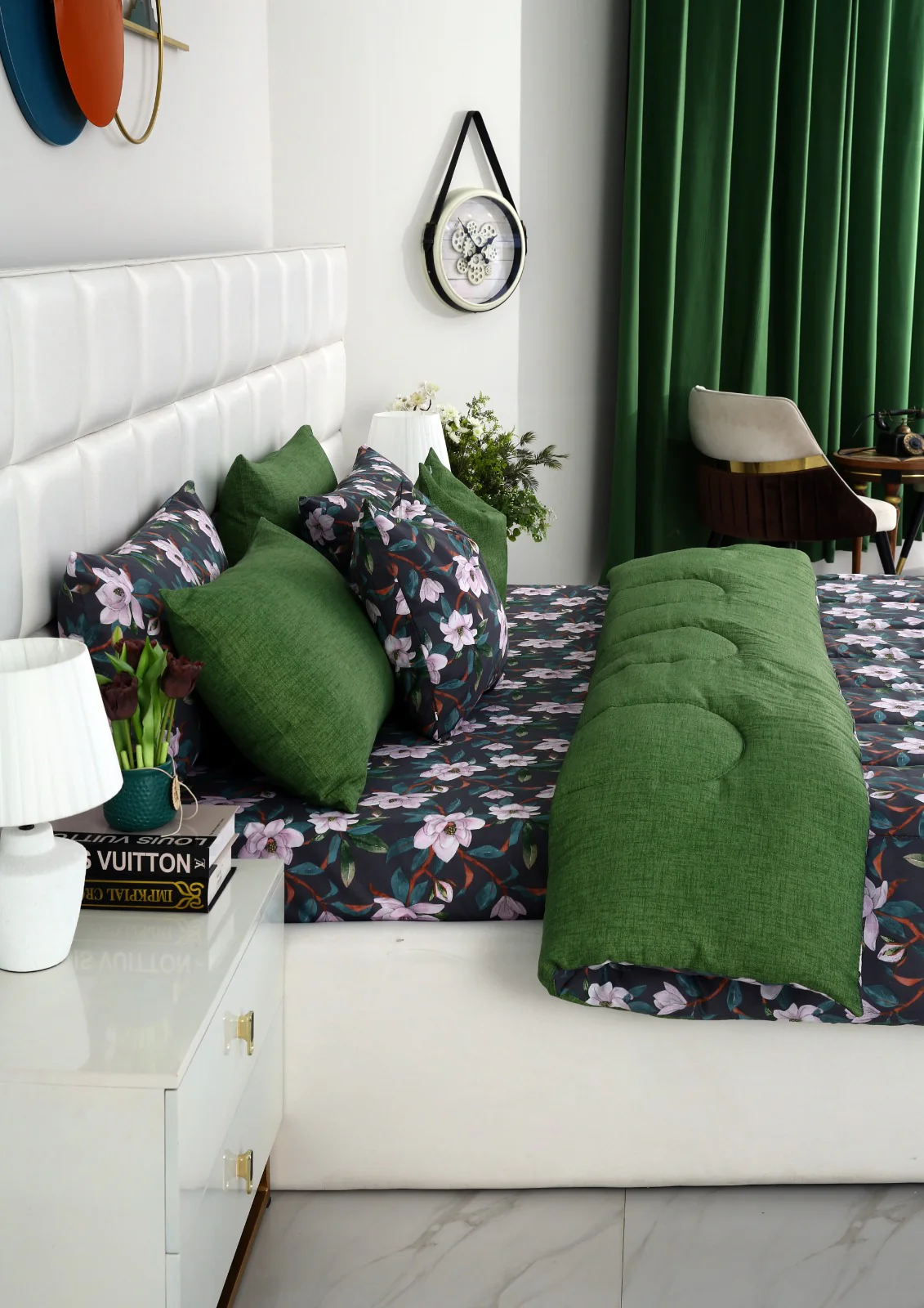5 PCs Single Razai Set-Snowy Petal