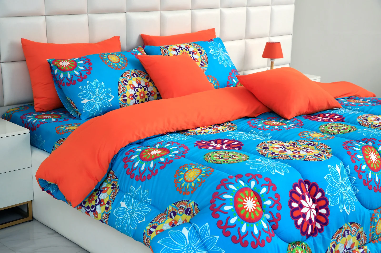 5 PCs Single Comforter Set-(15191)Turquoise Flower - Image 6