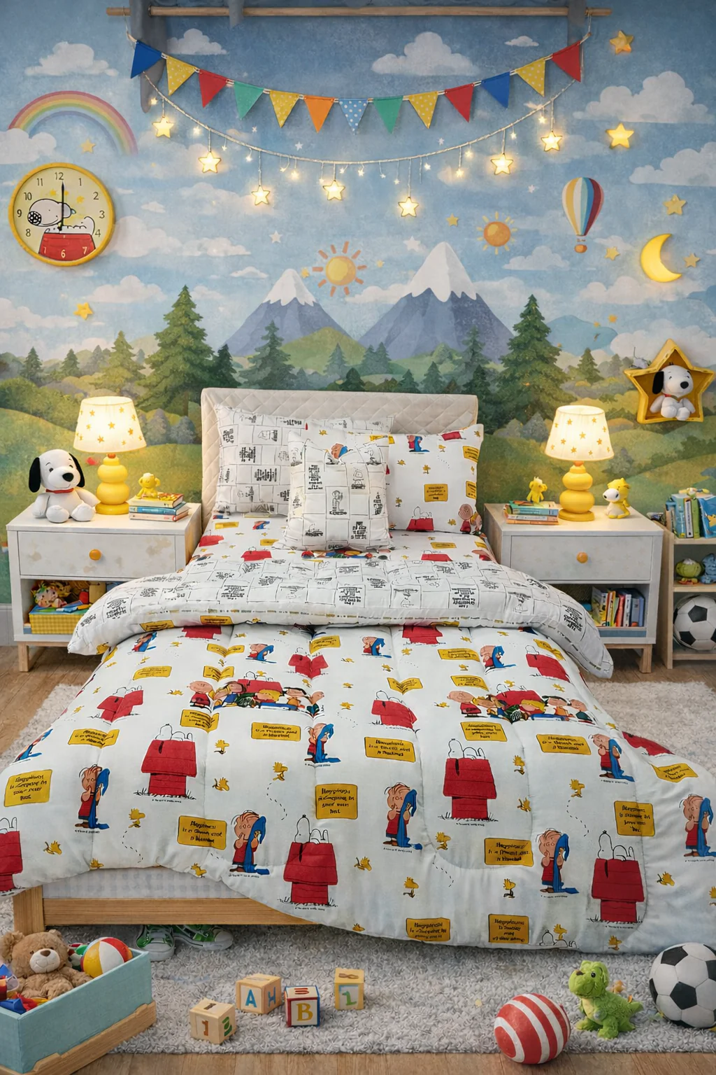 5 PCs Single Kids Razai Set-Peanuts Gang