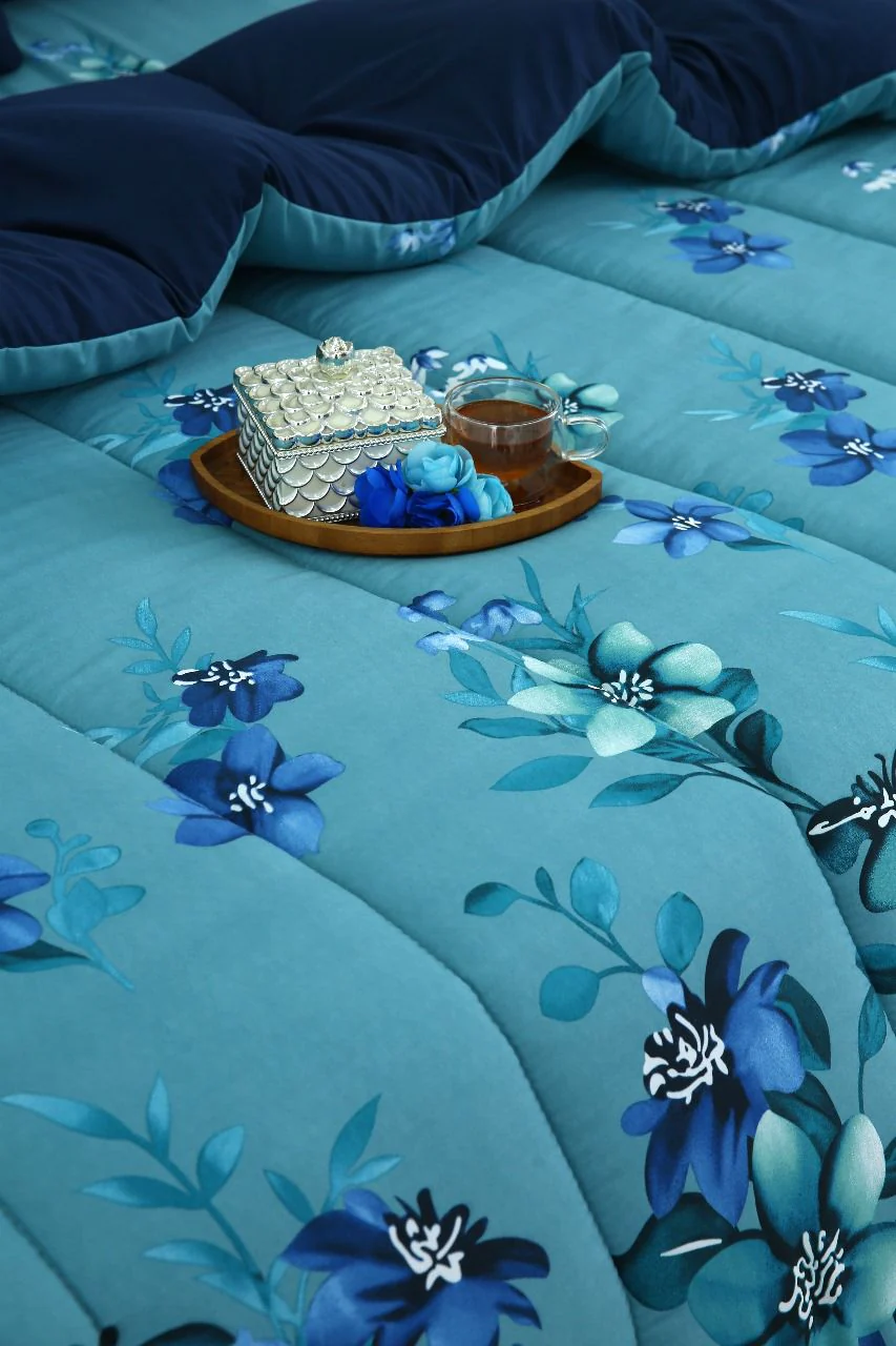 5 PCs Single Razai Set-Azure Bloom - Image 4