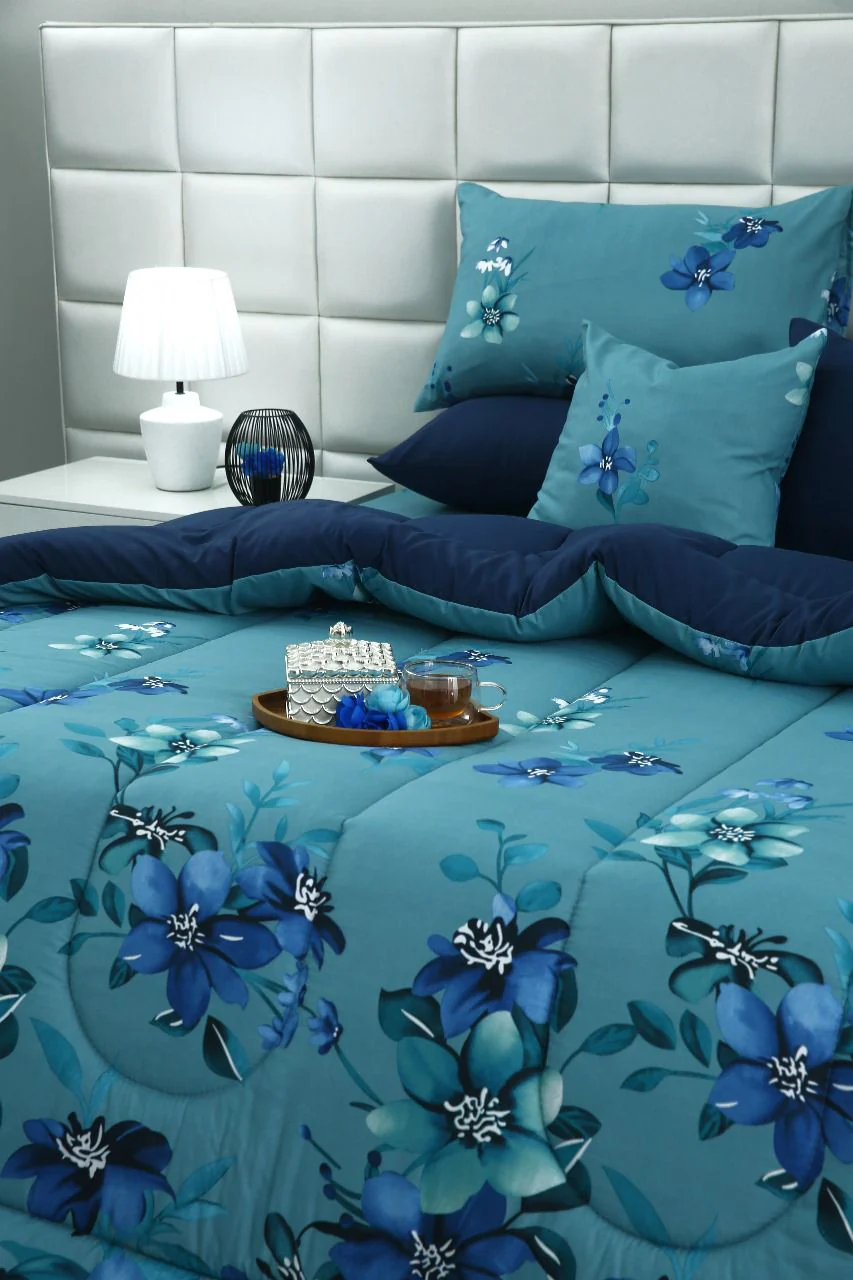 5 PCs Single Razai Set-Azure Bloom - Image 5