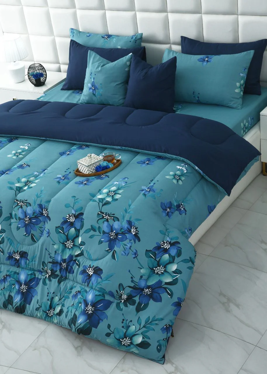5 PCs Single Razai Set-Azure Bloom - Image 7